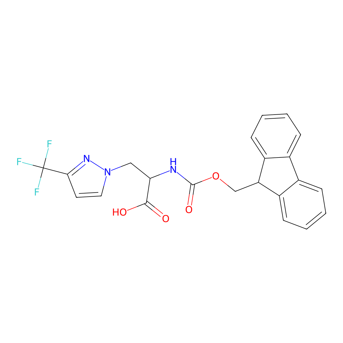2-({[(9H-fluoren-9-yl)methoxy]carbonyl}amino)-3-[3-(trifluoromethyl)-1H-pyrazol-1-yl]propanoic acid molecular structure, CAS 2137448-31-6