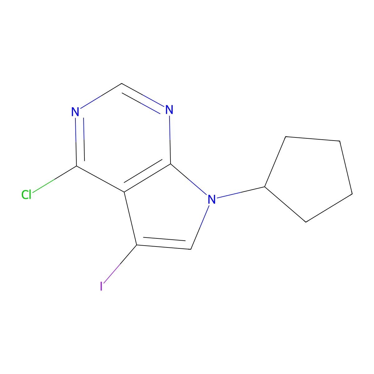 4-Chloro-7-cyclopentyl-5-iodo-7H-pyrrolo[2,3-d]pyrimidine molecular structure, CAS 213745-17-6