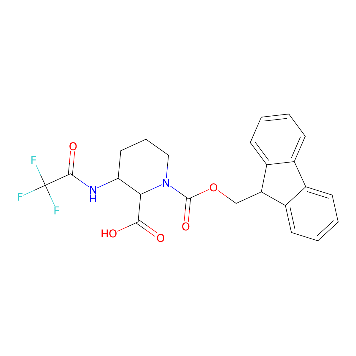 1-{[(9H-fluoren-9-yl)methoxy]carbonyl}-3-(trifluoroacetamido)piperidine-2-carboxylic acid molecular structure, CAS 2137450-36-1