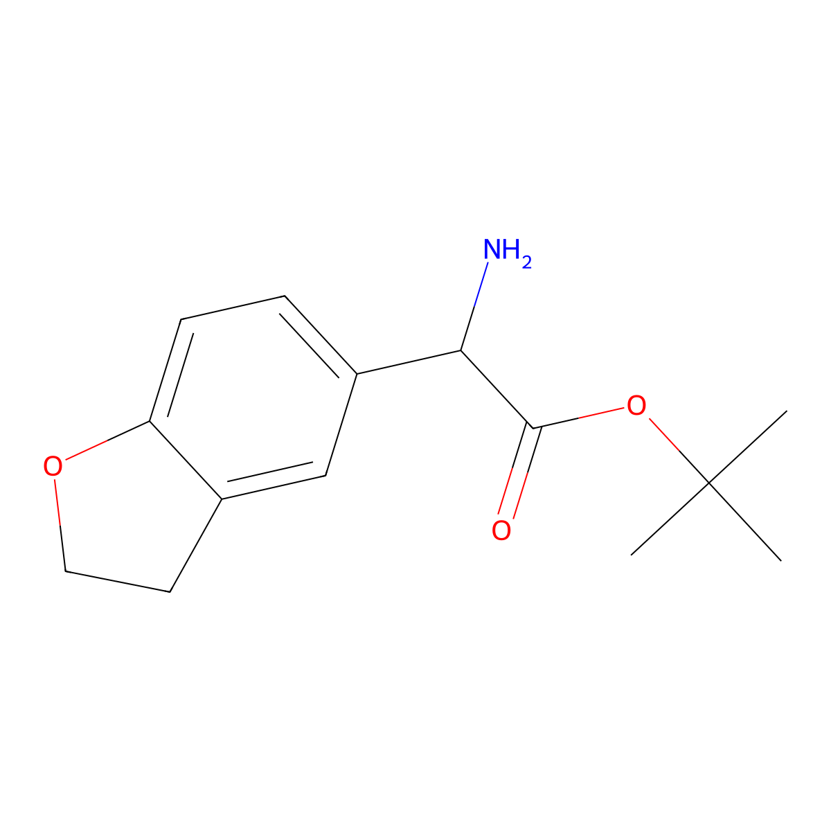Tert-butyl 2-amino-2-(2,3-dihydro-1-benzofuran-5-yl)acetate molecular structure, CAS 2137457-30-6