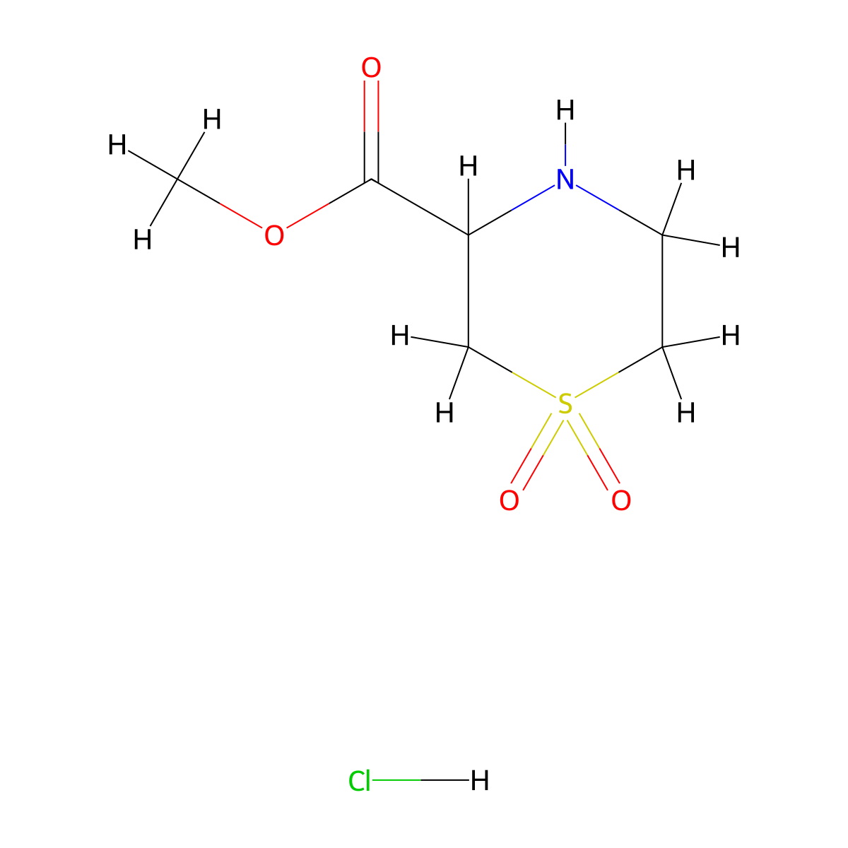 Methyl 1,1-dioxo-1lambda6-thiomorpholine-3-carboxylate hydrochloride molecular structure, CAS 2137458-07-0