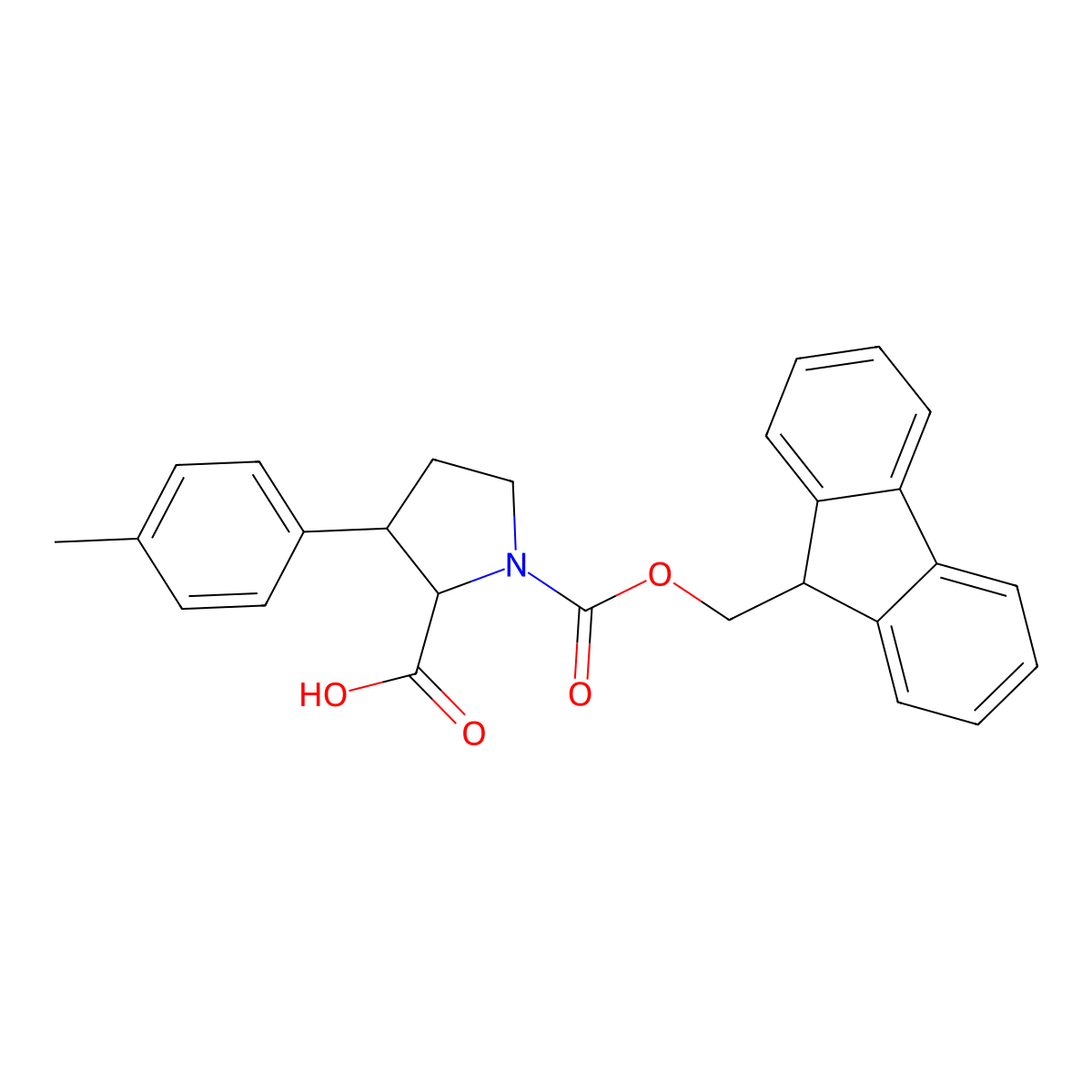 1-{[(9H-fluoren-9-yl)methoxy]carbonyl}-3-(4-methylphenyl)pyrrolidine-2-carboxylic acid molecular structure, CAS 2137458-39-8