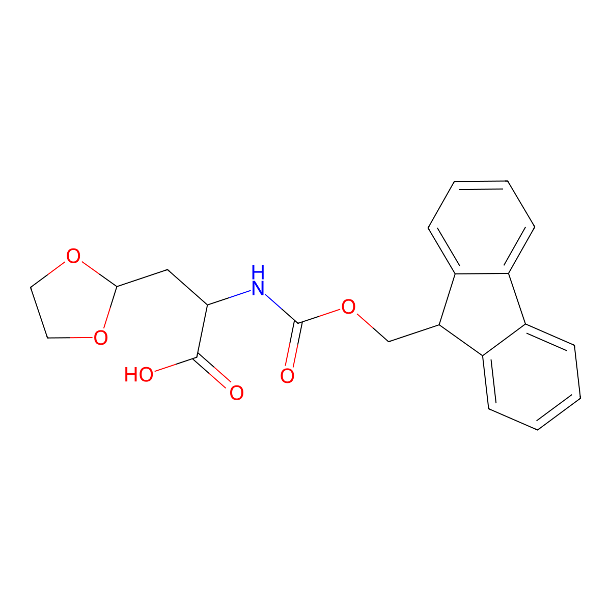 3-(1,3-dioxolan-2-yl)-2-({[(9H-fluoren-9-yl)methoxy]carbonyl}amino)propanoic acid molecular structure, CAS 2137458-40-1