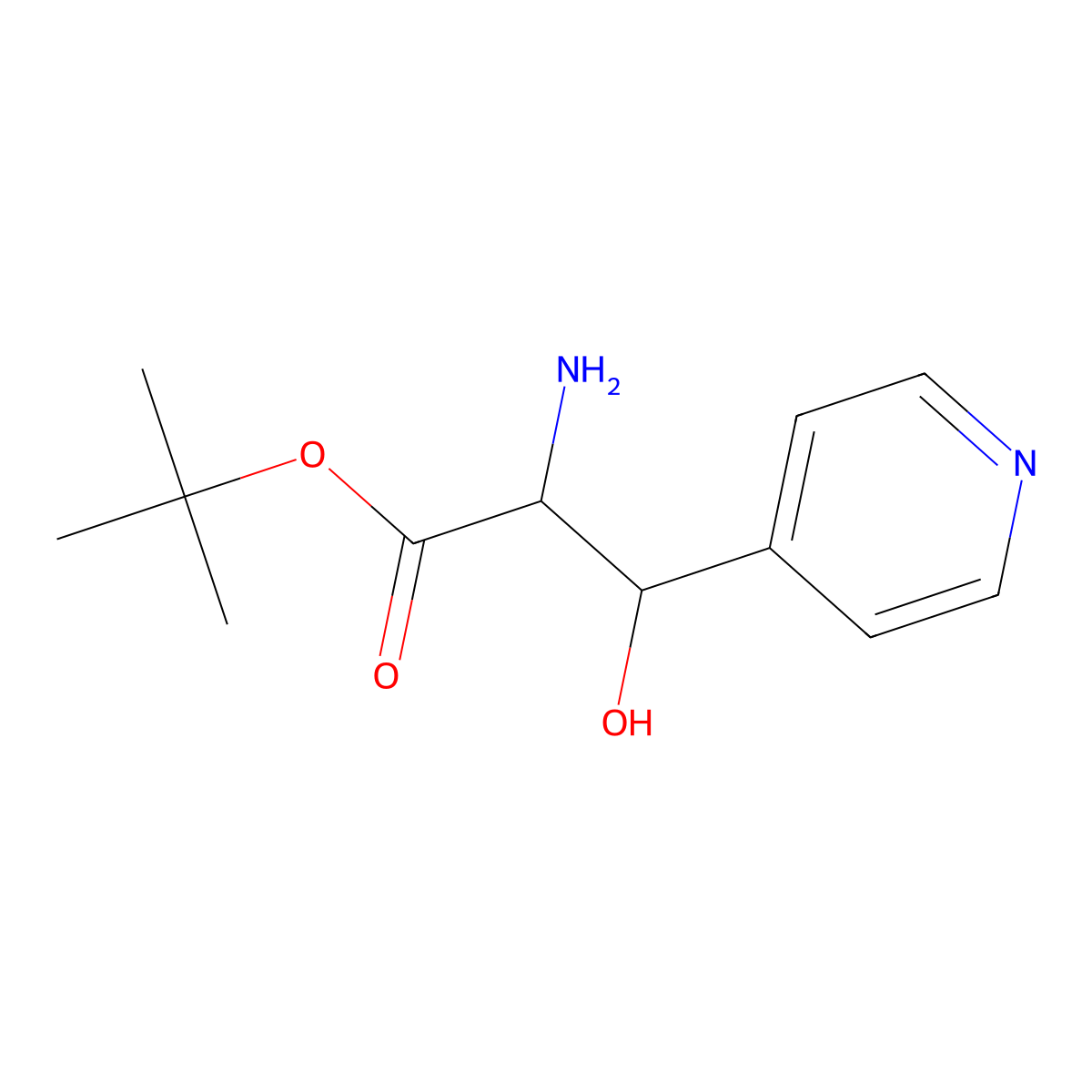 Tert-butyl 2-amino-3-hydroxy-3-(pyridin-4-yl)propanoate molecular structure, CAS 2137458-62-7