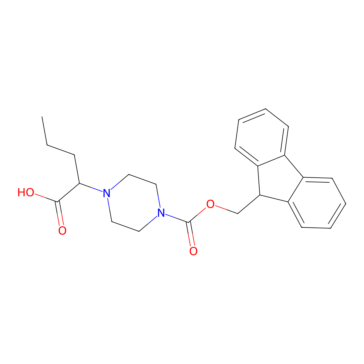 2-(4-(((9H-fluoren-9-yl)methoxy)carbonyl)piperazin-1-yl)pentanoic acid molecular structure, CAS 2137458-63-8