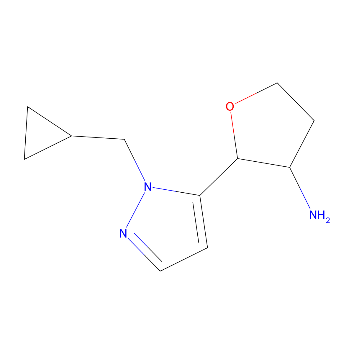 2-[1-(cyclopropylmethyl)-1H-pyrazol-5-yl]oxolan-3-amine molecular structure, CAS 2137458-81-0