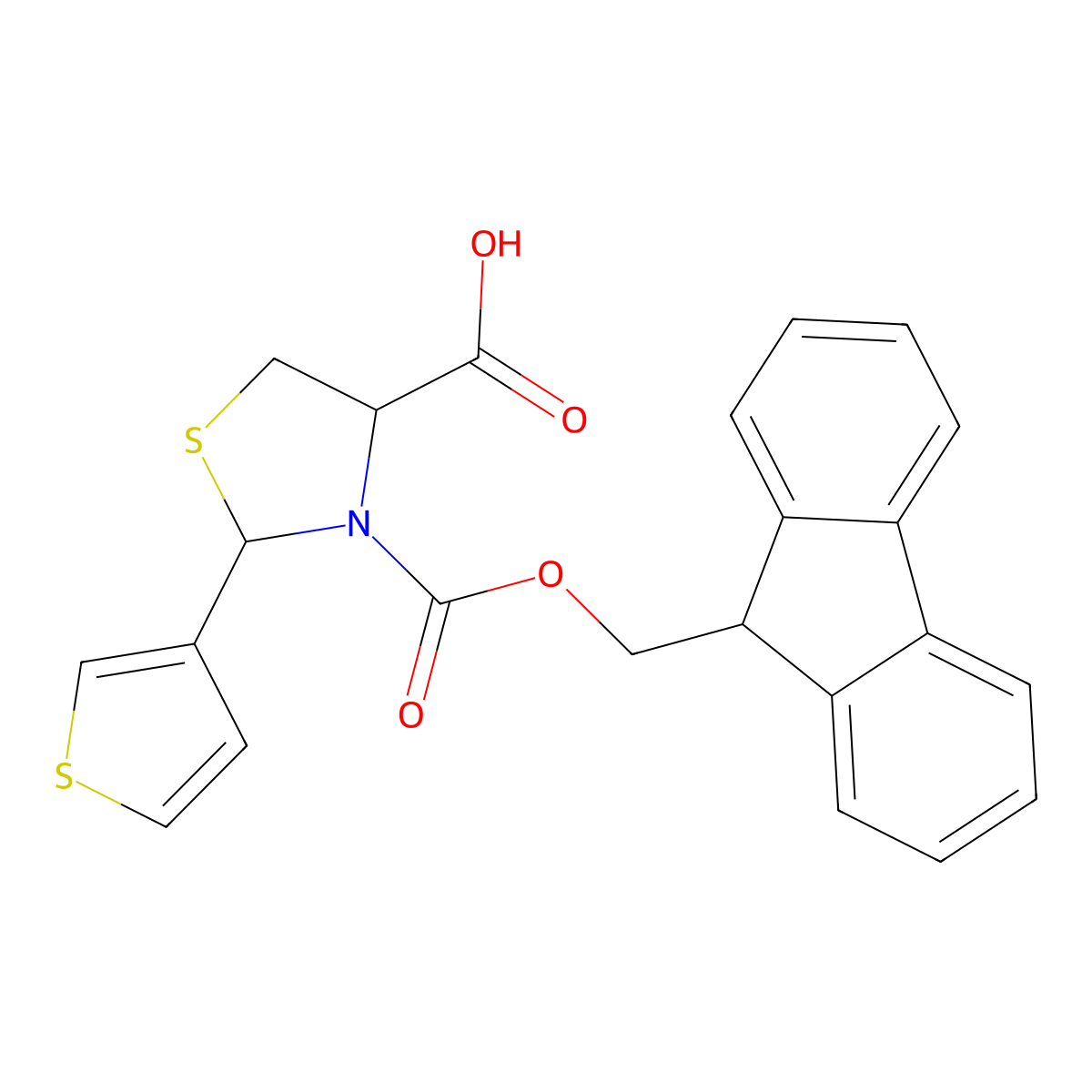 3-{[(9H-fluoren-9-yl)methoxy]carbonyl}-2-(thiophen-3-yl)-1,3-thiazolidine-4-carboxylic acid molecular structure, CAS 2137459-17-5
