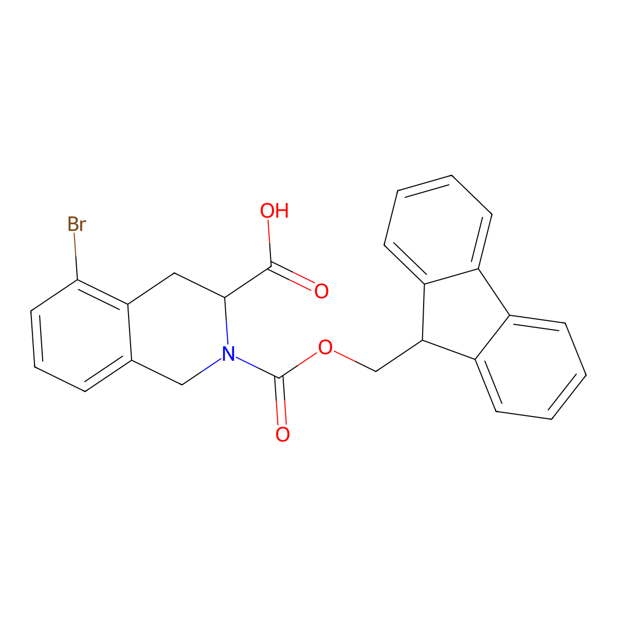 5-bromo-2-{[(9H-fluoren-9-yl)methoxy]carbonyl}-1,2,3,4-tetrahydroisoquinoline-3-carboxylic acid molecular structure, CAS 2137462-42-9