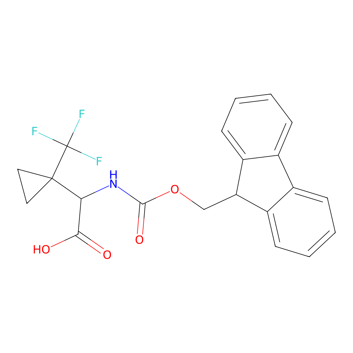 2-((((9H-fluoren-9-yl)methoxy)carbonyl)amino)-2-(1-(trifluoromethyl)cyclopropyl)acetic acid molecular structure, CAS 2137462-64-5
