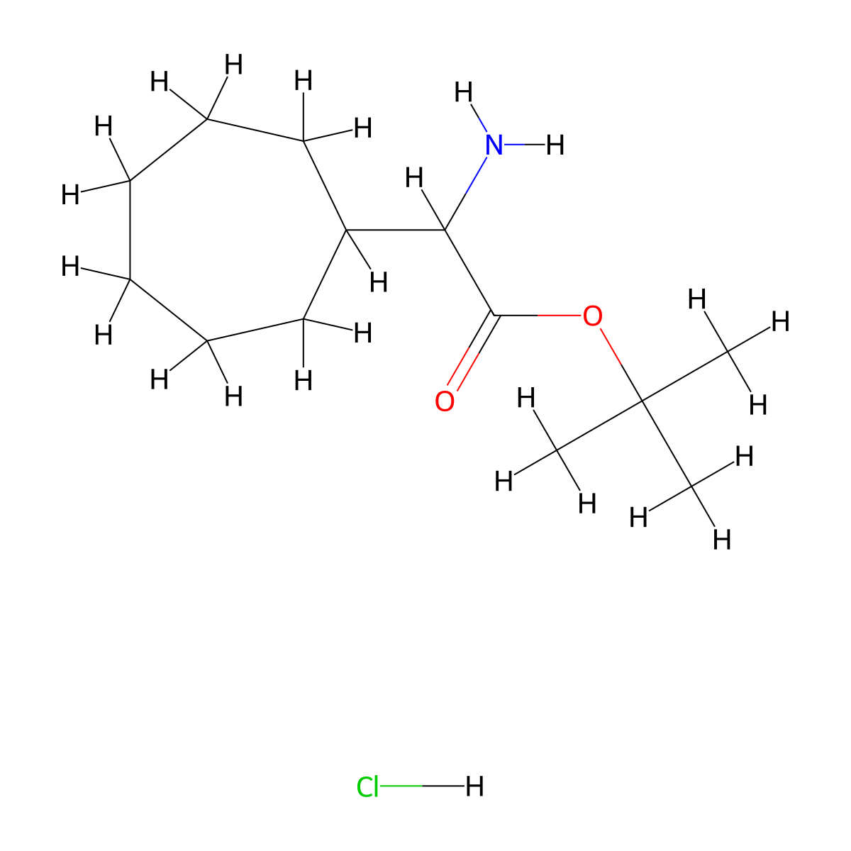 Tert-butyl 2-amino-2-cycloheptylacetate hydrochloride molecular structure, CAS 2137462-66-7