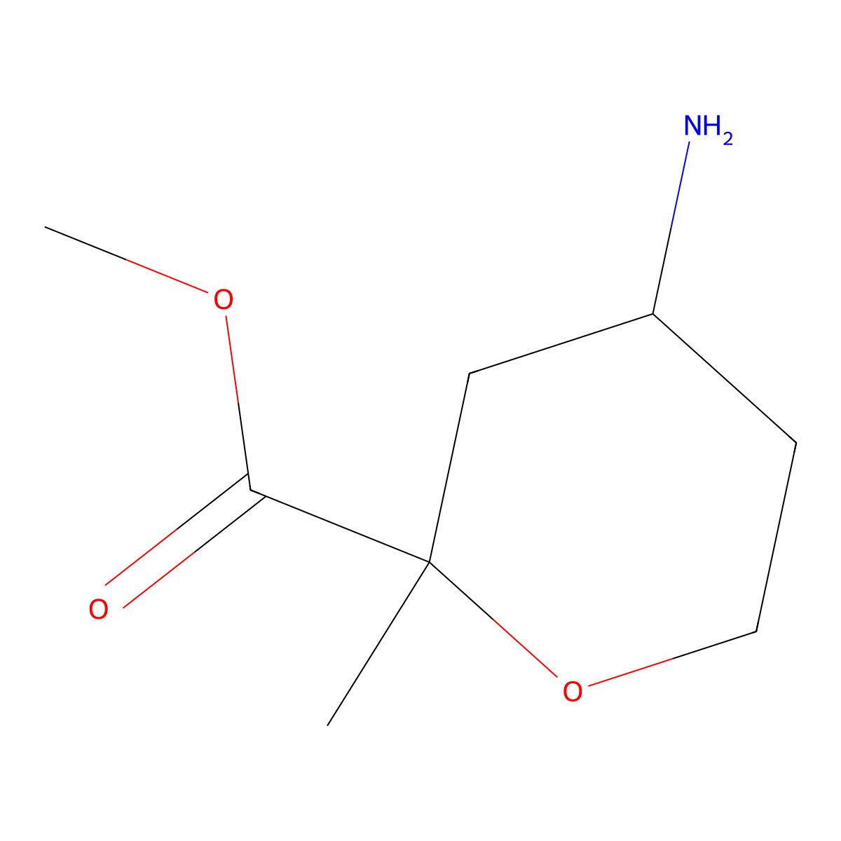 Methyl 4-amino-2-methyloxane-2-carboxylate molecular structure, CAS 2137462-67-8