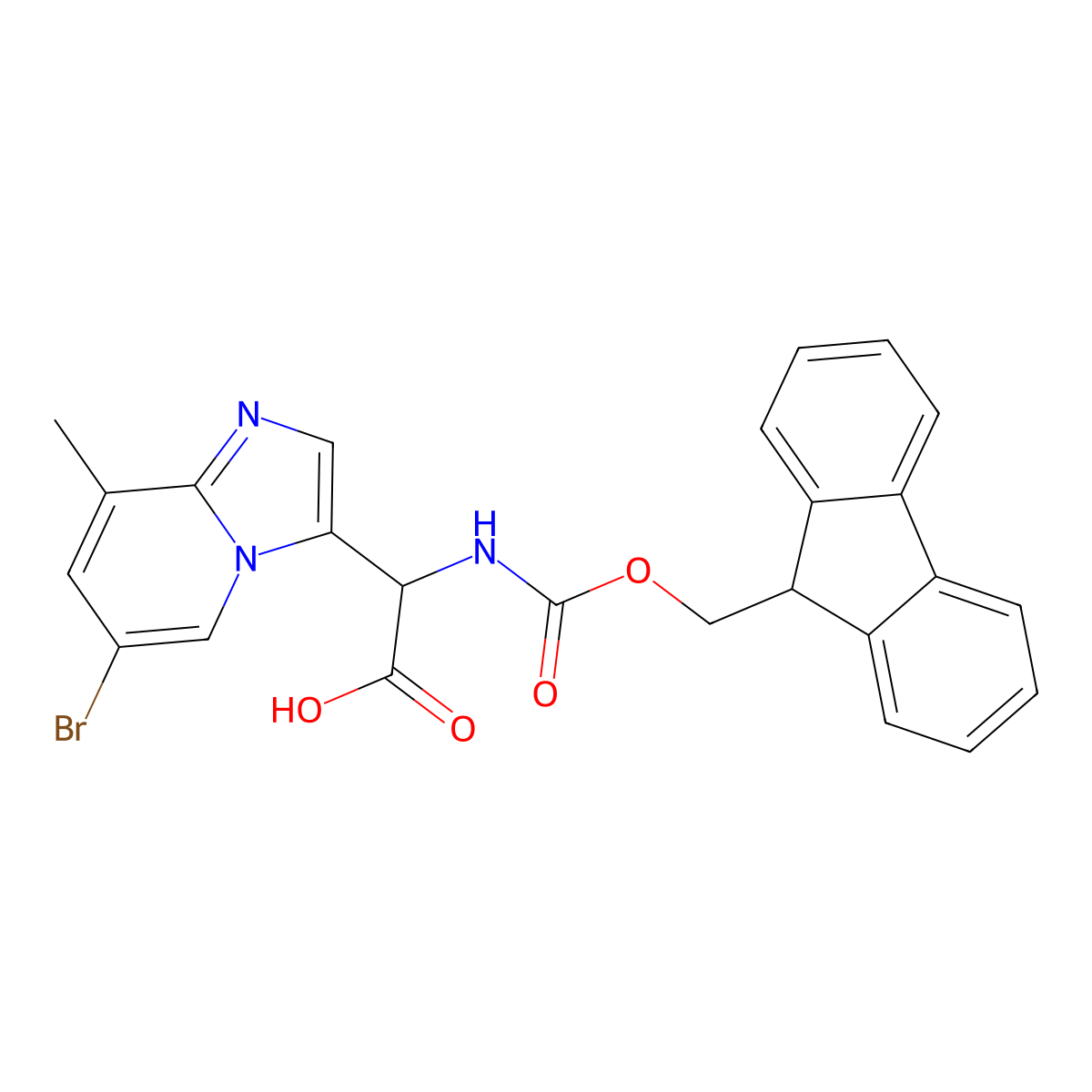 2-{6-bromo-8-methylimidazo[1,2-a]pyridin-3-yl}-2-({[(9H-fluoren-9-yl)methoxy]carbonyl}amino)acetic acid molecular structure, CAS 2137463-55-7