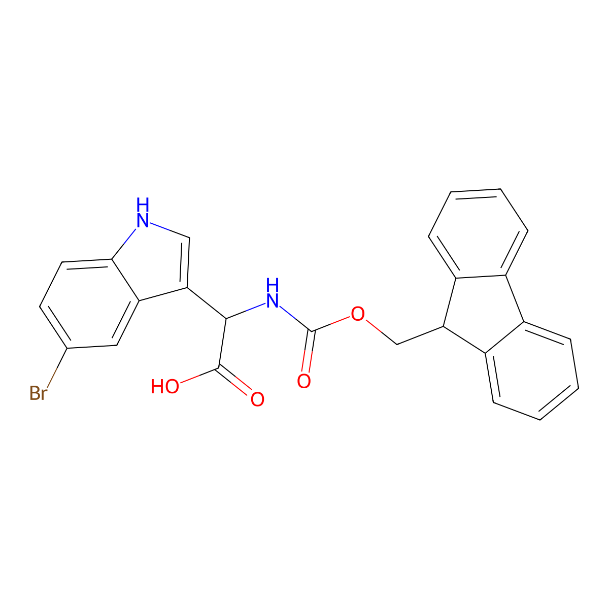 2-(5-bromo-1H-indol-3-yl)-2-({[(9H-fluoren-9-yl)methoxy]carbonyl}amino)acetic acid molecular structure, CAS 2137463-81-9