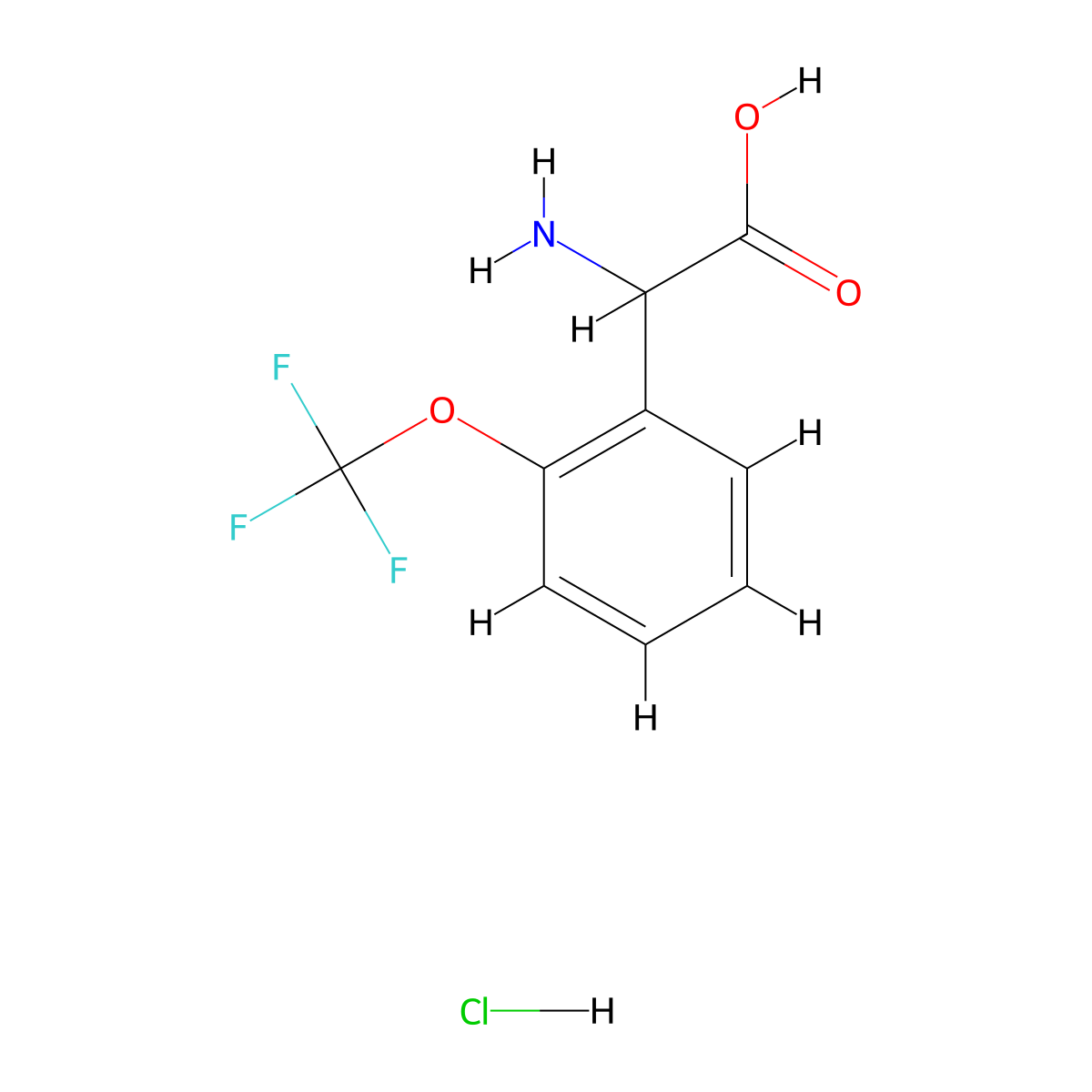 2-Amino-2-[2-(trifluoromethoxy)phenyl]acetic acid hydrochloride molecular structure, CAS 2137469-77-1
