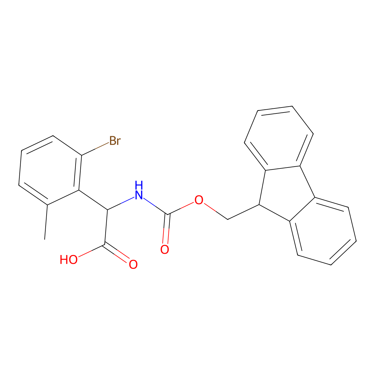 2-(2-bromo-6-methylphenyl)-2-({[(9H-fluoren-9-yl)methoxy]carbonyl}amino)acetic acid molecular structure, CAS 2137469-78-2