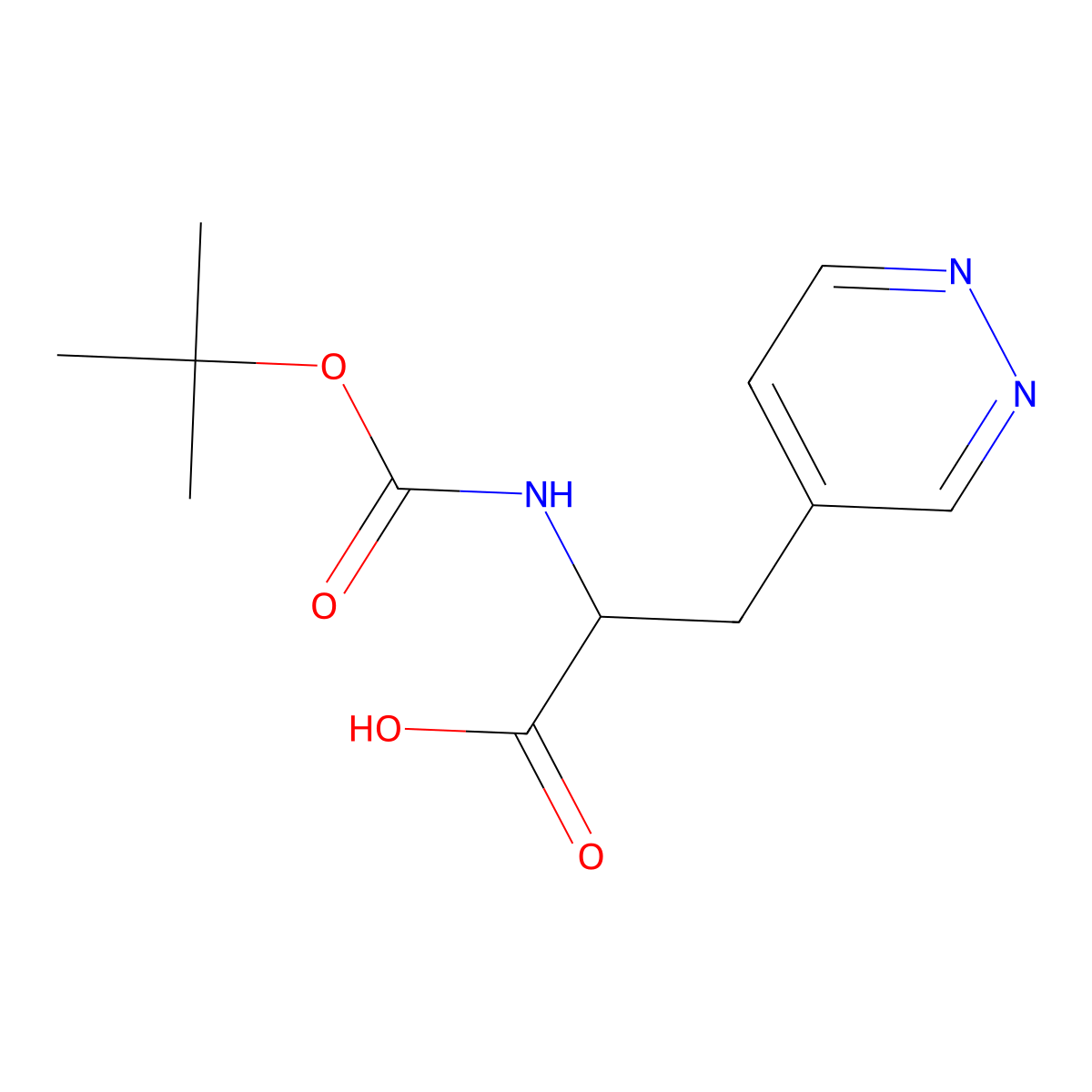 2-{[(Tert-butoxy)carbonyl]amino}-3-(pyridazin-4-yl)propanoic acid molecular structure, CAS 2137470-13-2