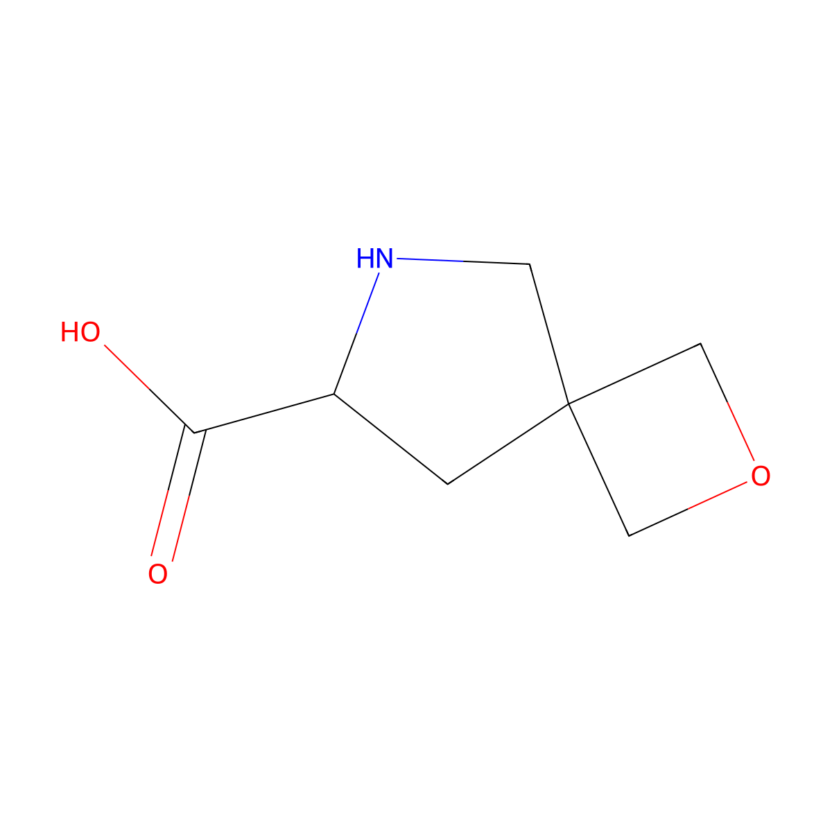 2-Oxa-7-azaspiro[3.4]octane-6-carboxylic acid molecular structure, CAS 2137470-25-6