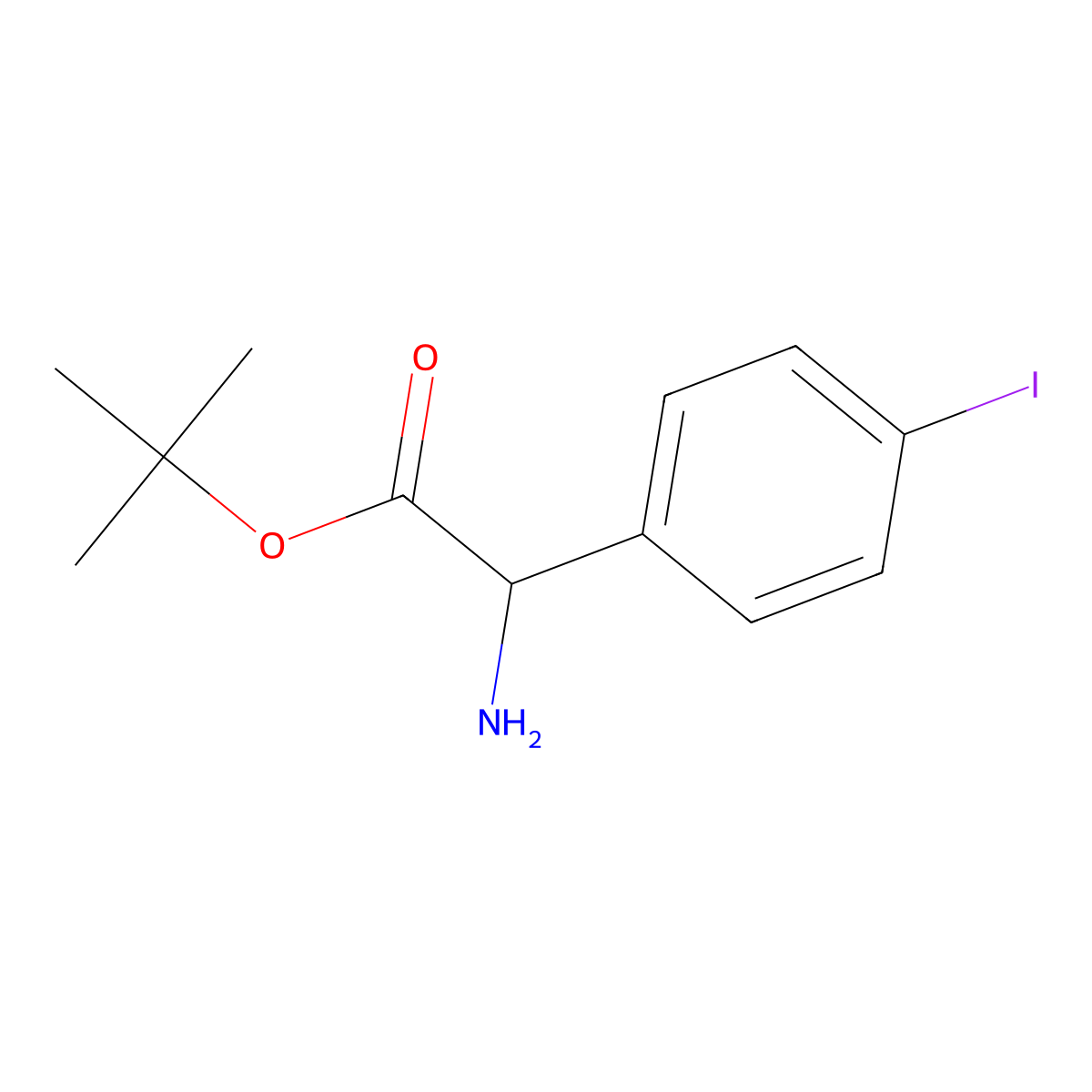 Tert-butyl 2-amino-2-(4-iodophenyl)acetate molecular structure, CAS 2137470-82-5