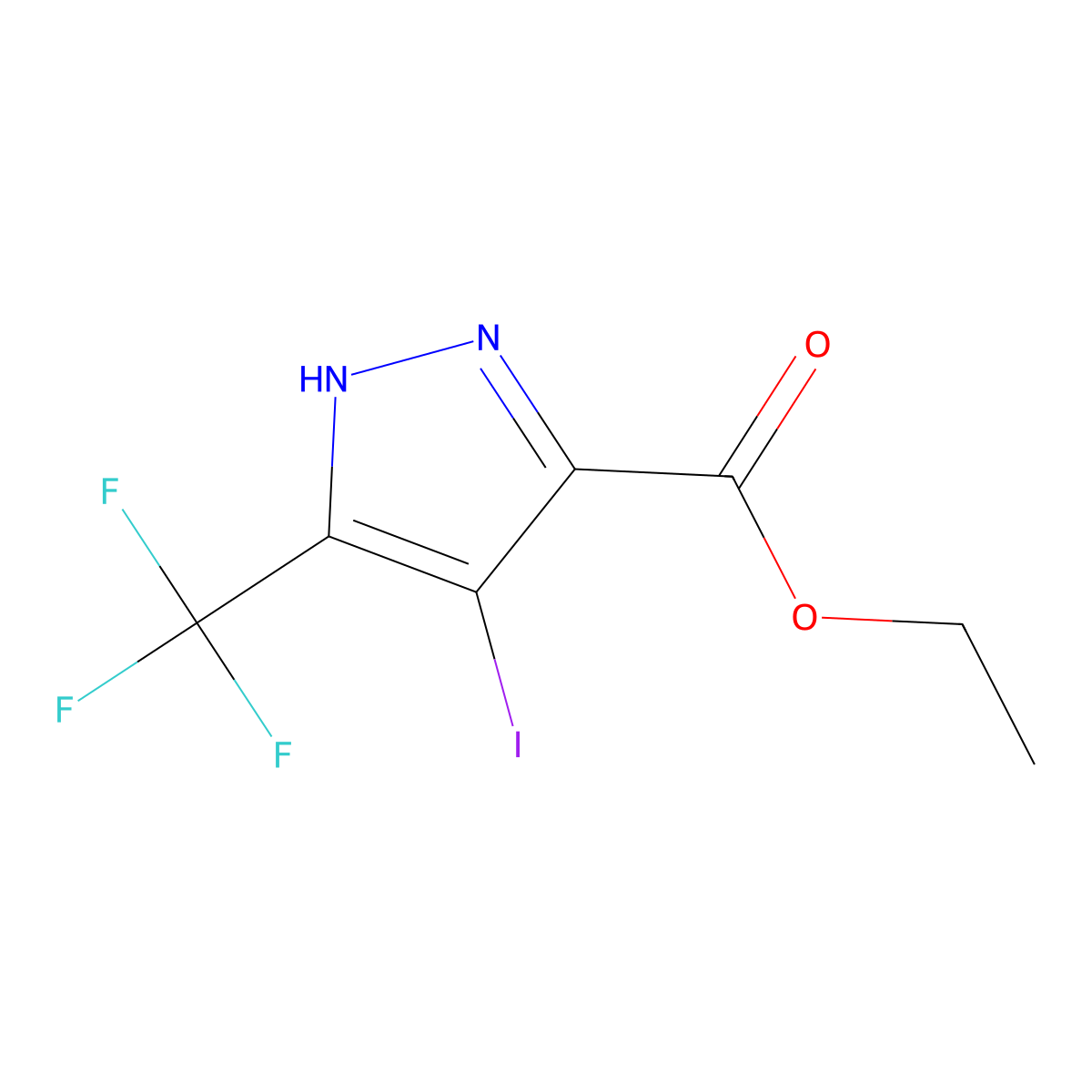 ethyl 4-iodo-5-(trifluoromethyl)-1H-pyrazole-3-carboxylate molecular structure, CAS 2137471-63-5