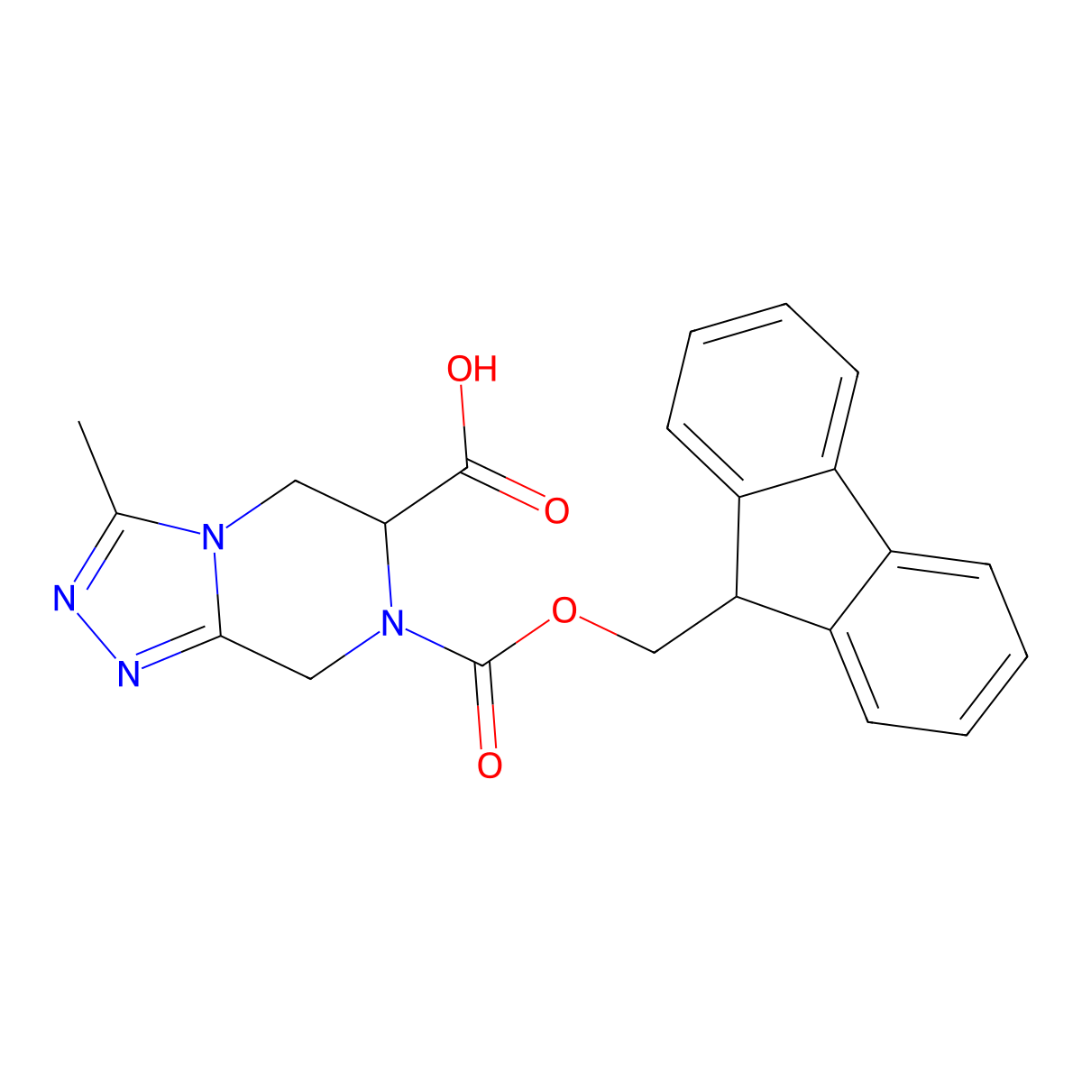 7-{[(9H-fluoren-9-yl)methoxy]carbonyl}-3-methyl-5H,6H,7H,8H-[1,2,4]triazolo[4,3-a]pyrazine-6-carboxylic acid molecular structure, CAS 2137472-46-7