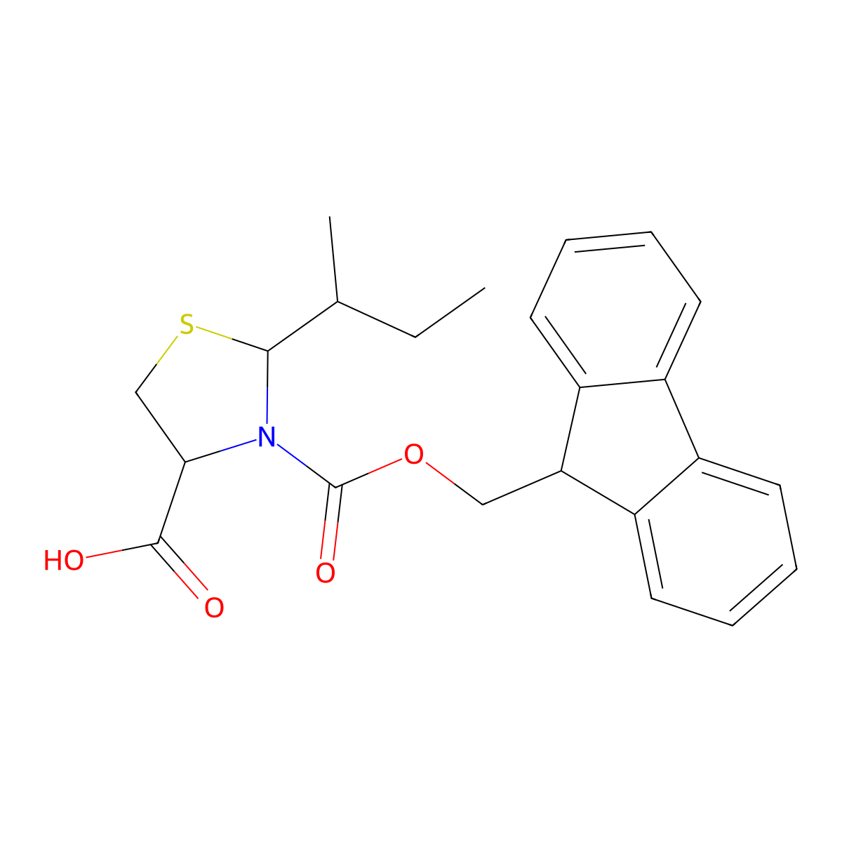 2-(butan-2-yl)-3-{[(9H-fluoren-9-yl)methoxy]carbonyl}-1,3-thiazolidine-4-carboxylic acid molecular structure, CAS 2137472-54-7
