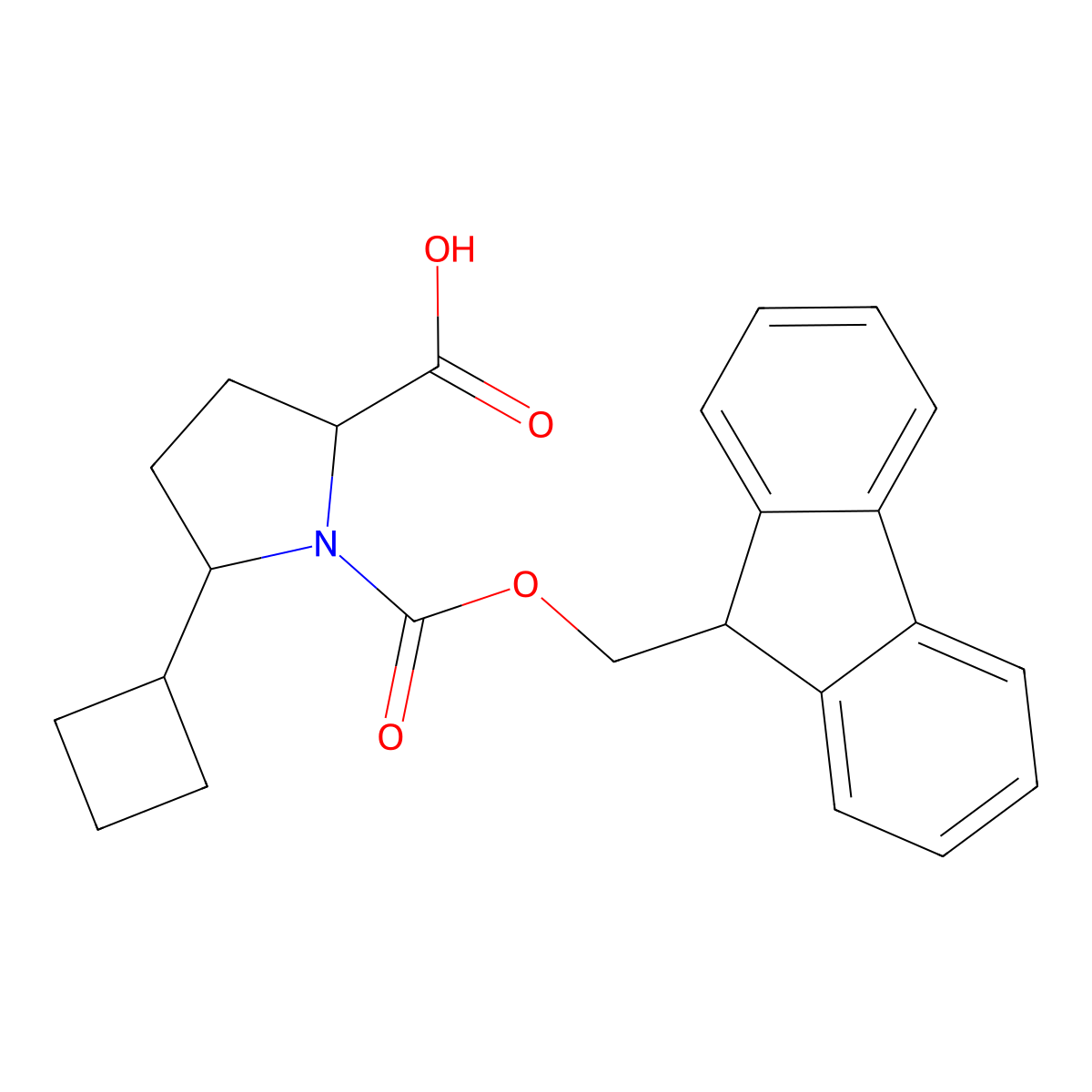 5-cyclobutyl-1-{[(9H-fluoren-9-yl)methoxy]carbonyl}pyrrolidine-2-carboxylic acid molecular structure, CAS 2137472-93-4