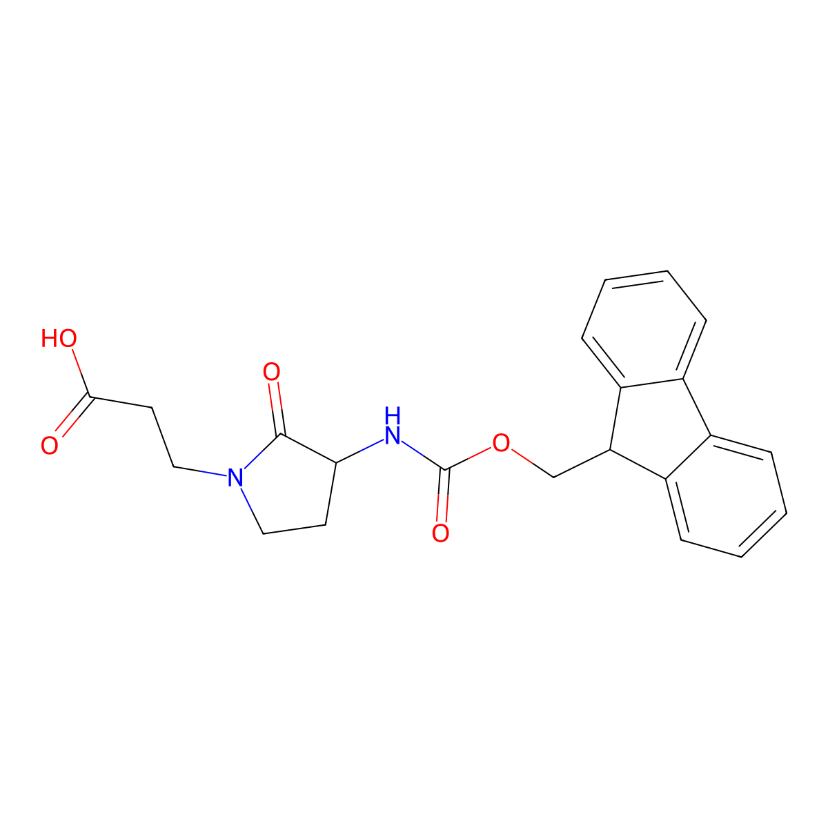 3-[3-({[(9H-fluoren-9-yl)methoxy]carbonyl}amino)-2-oxopyrrolidin-1-yl]propanoic acid molecular structure, CAS 2137472-97-8