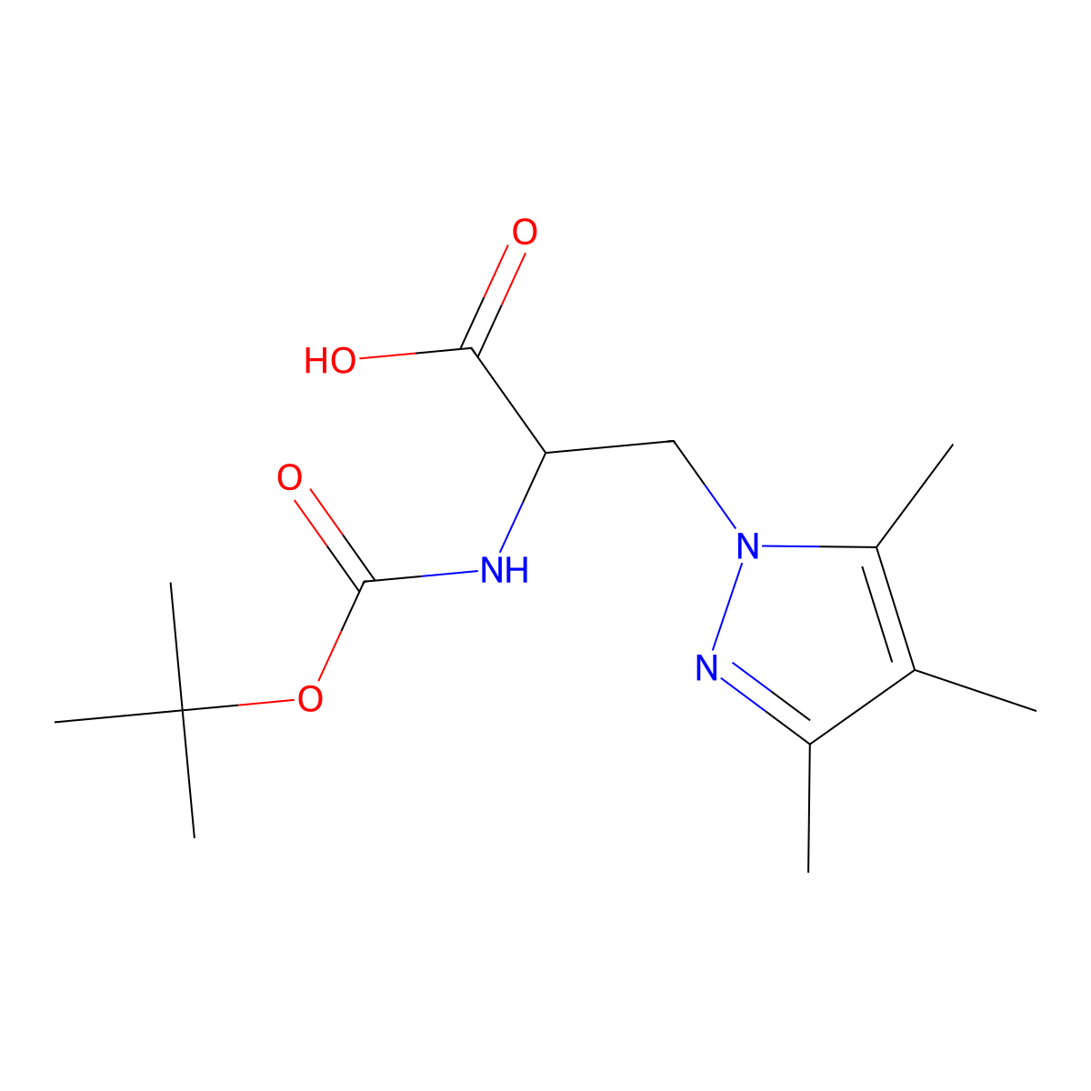 2-{[(tert-butoxy)carbonyl]amino}-3-(trimethyl-1H-pyrazol-1-yl)propanoic acid molecular structure, CAS 2137473-19-7