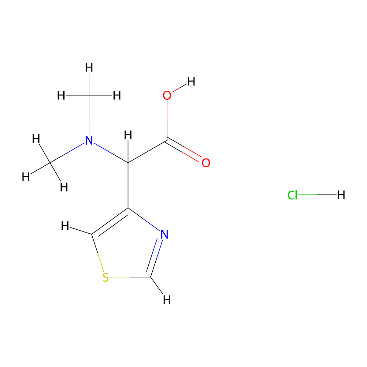 2-(Dimethylamino)-2-(1,3-thiazol-4-yl)acetic acid hydrochloride molecular structure, CAS 2137476-62-9
