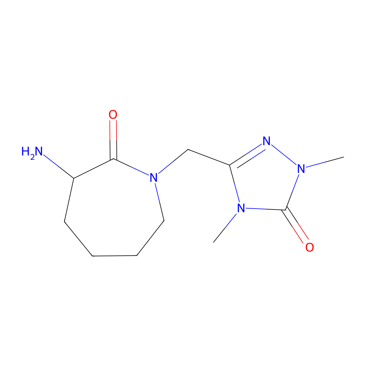 3-amino-1-[(1,4-dimethyl-5-oxo-4,5-dihydro-1H-1,2,4-triazol-3-yl)methyl]azepan-2-one molecular structure, CAS 2137476-86-7
