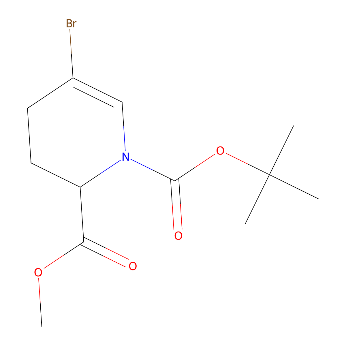 1-Tert-butyl 2-methyl 5-bromo-1,2,3,4-tetrahydropyridine-1,2-dicarboxylate molecular structure, CAS 2137478-18-1