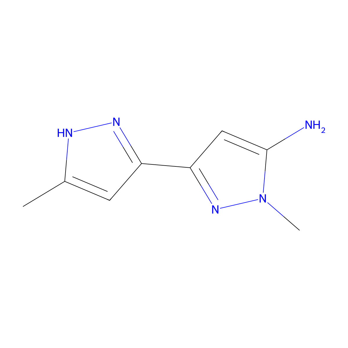 1-methyl-3-(5-methyl-1H-pyrazol-3-yl)-1H-pyrazol-5-amine molecular structure, CAS 2137478-23-8