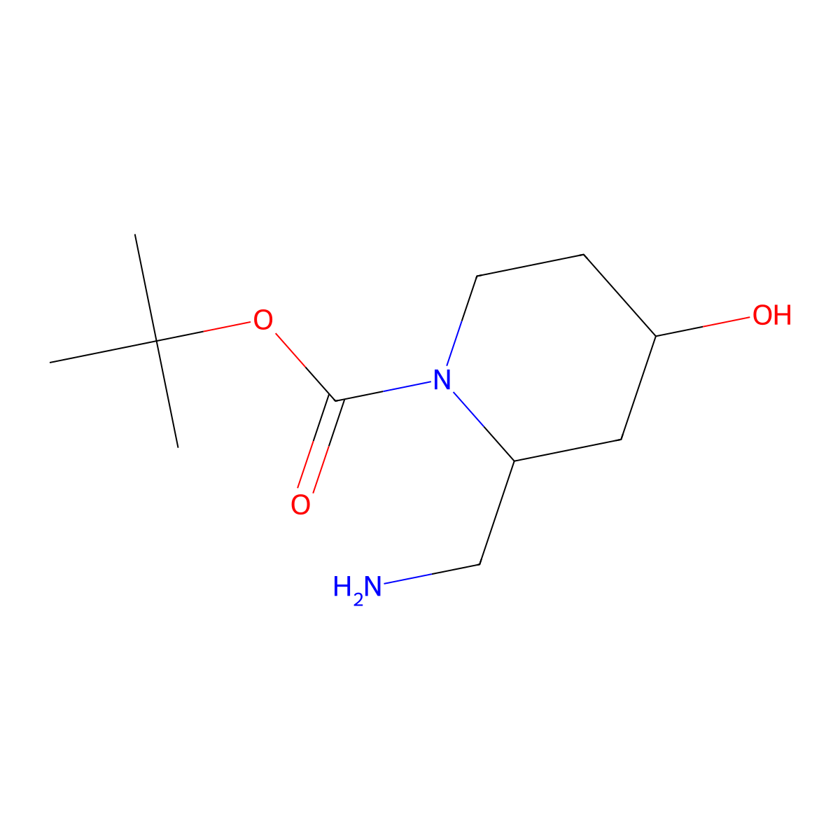 Tert-butyl 2-(aminomethyl)-4-hydroxypiperidine-1-carboxylate molecular structure, CAS 2137478-26-1