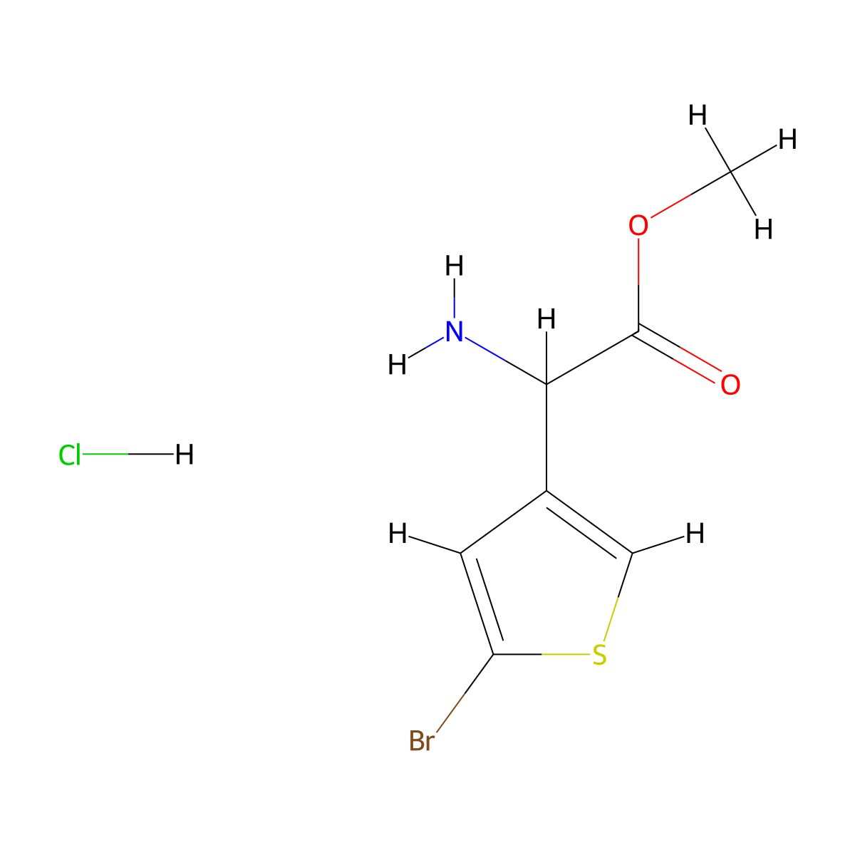Methyl 2-amino-2-(5-bromothiophen-3-yl)acetate hydrochloride molecular structure, CAS 2137481-21-9