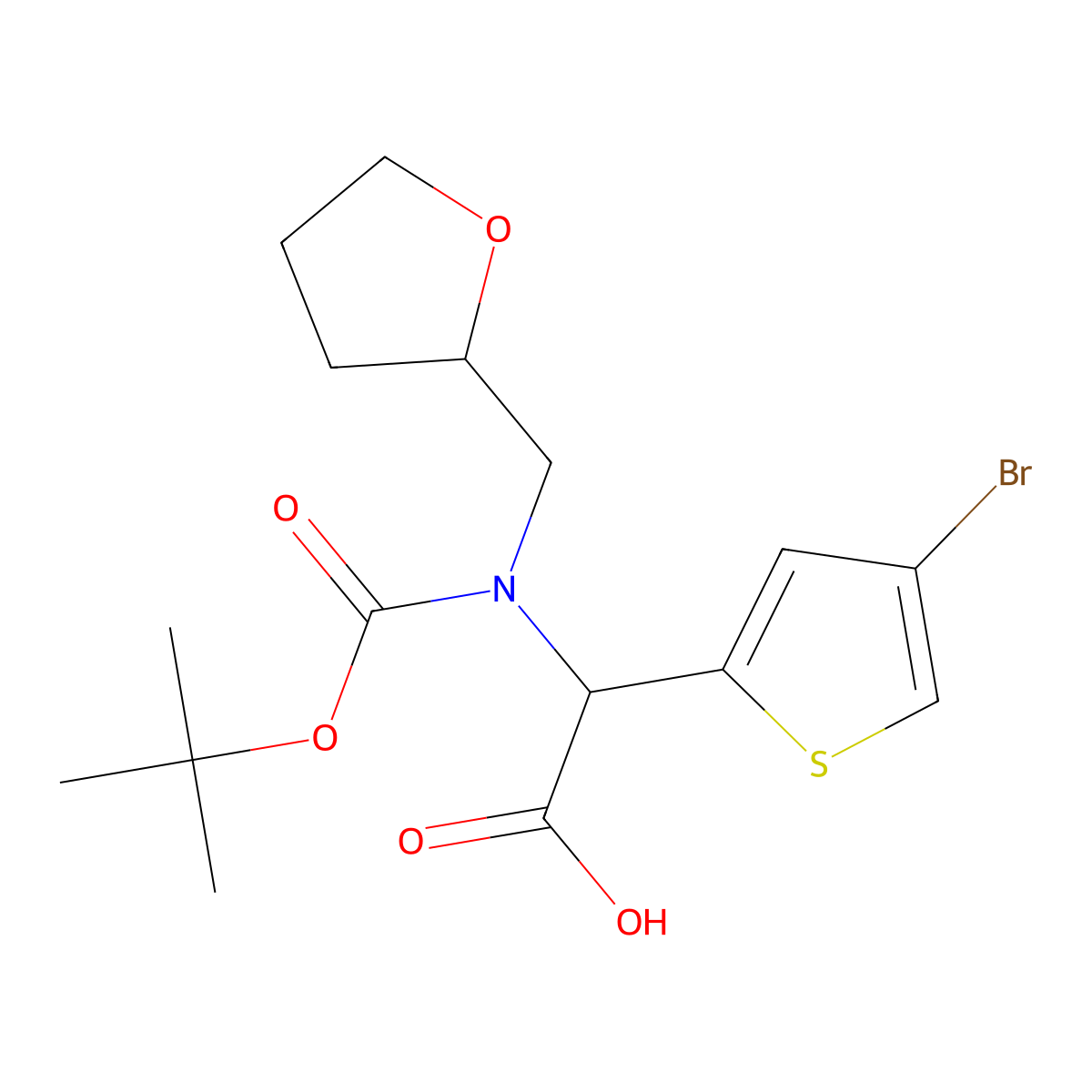 2-(4-Bromothiophen-2-yl)-2-{[(tert-butoxy)carbonyl][(oxolan-2-yl)methyl]amino}acetic acid molecular structure, CAS 2137481-90-2
