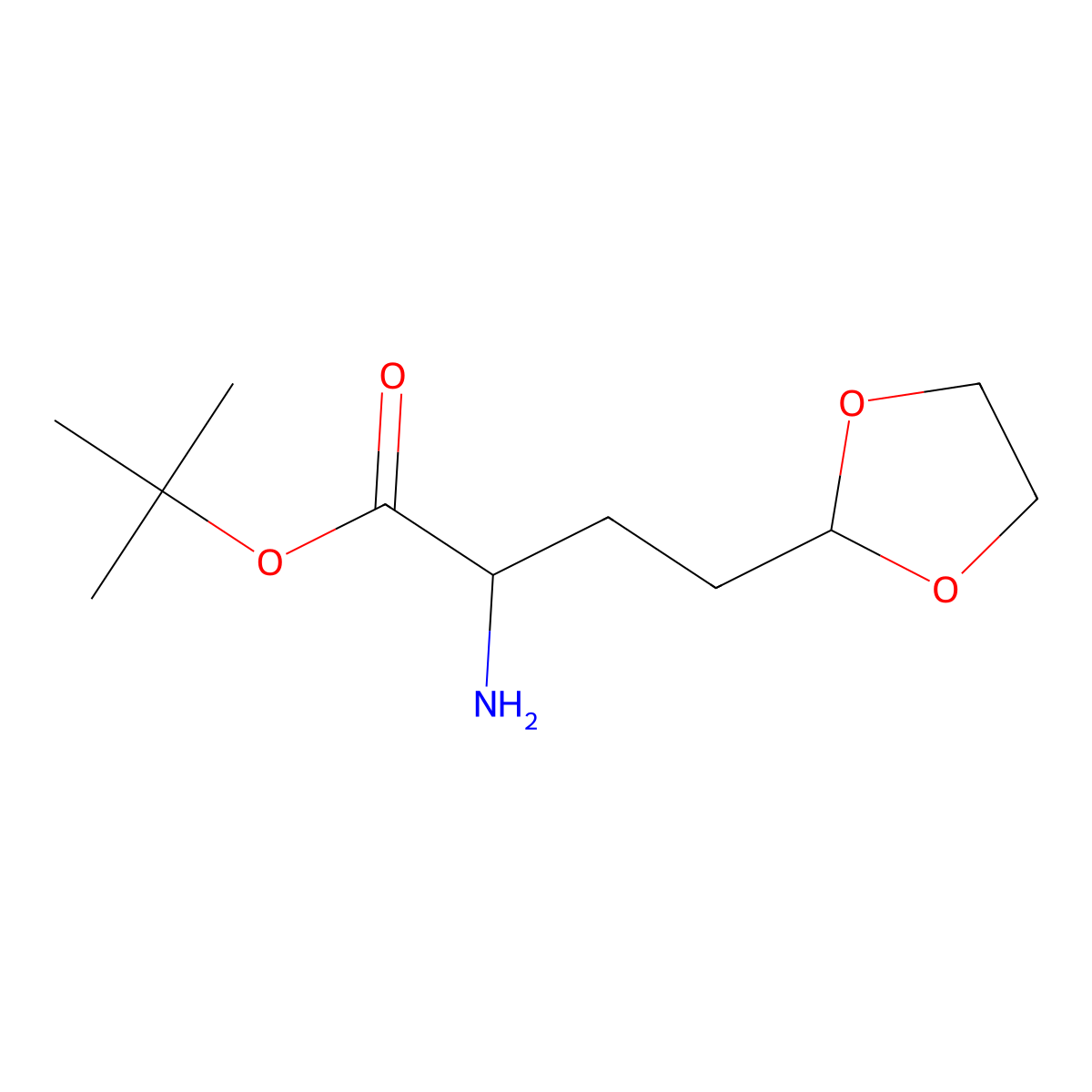 Tert-butyl 2-amino-4-(1,3-dioxolan-2-yl)butanoate molecular structure, CAS 2137481-99-1