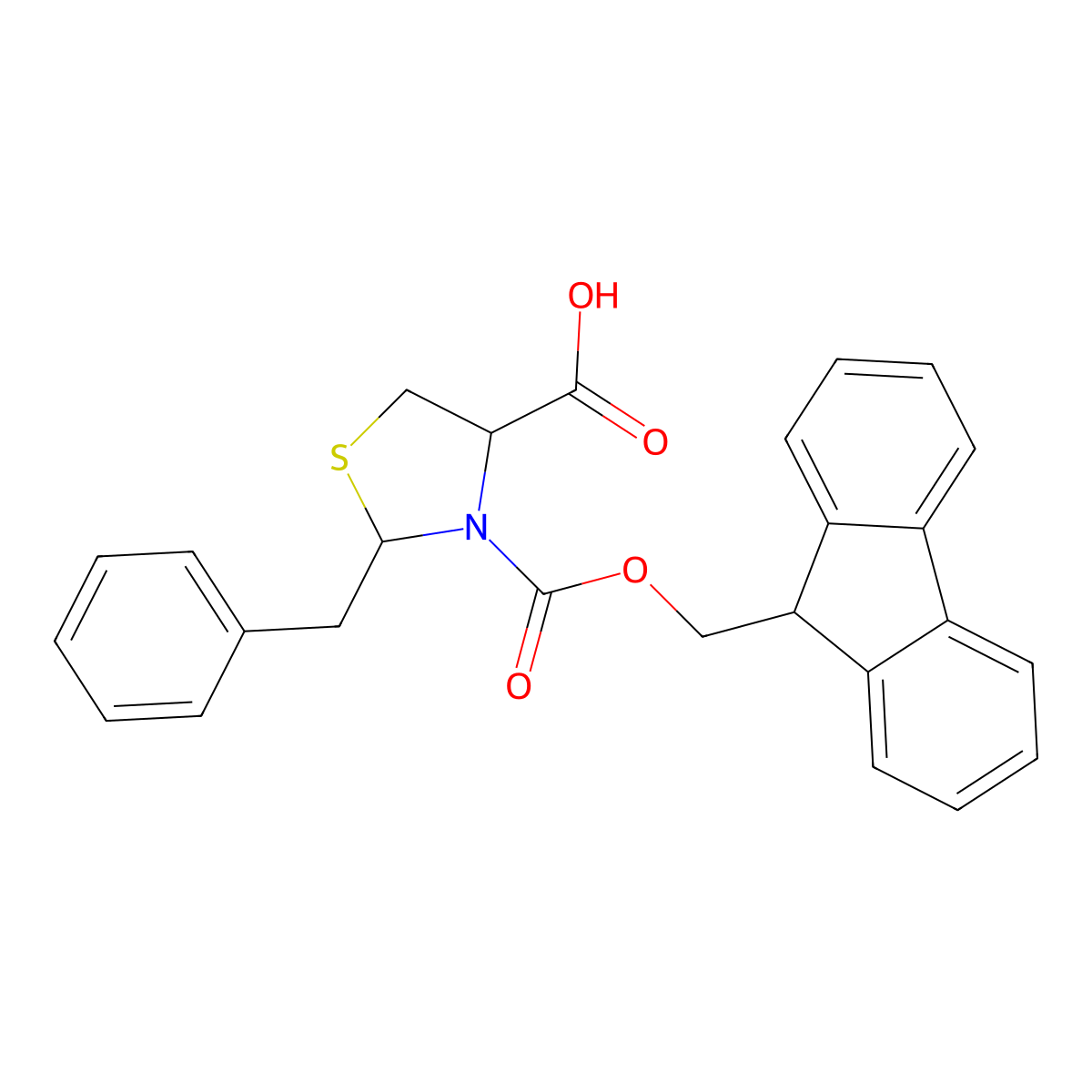 2-benzyl-3-{[(9H-fluoren-9-yl)methoxy]carbonyl}-1,3-thiazolidine-4-carboxylic acid molecular structure, CAS 2137482-04-1