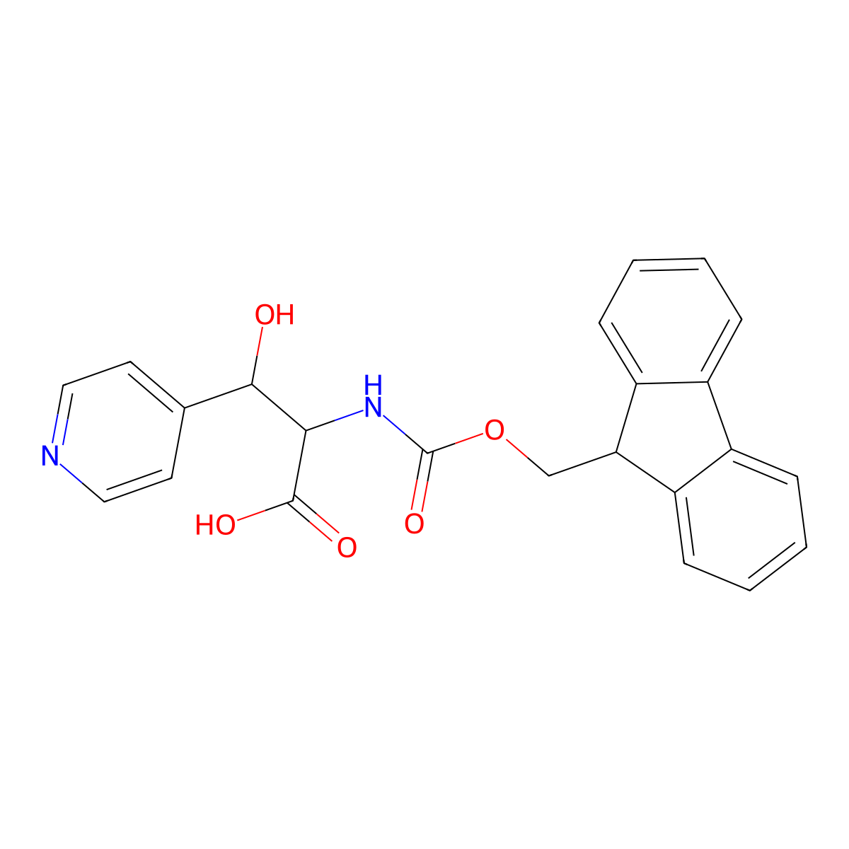 2-({[(9H-fluoren-9-yl)methoxy]carbonyl}amino)-3-hydroxy-3-(pyridin-4-yl)propanoic acid molecular structure, CAS 2137482-27-8