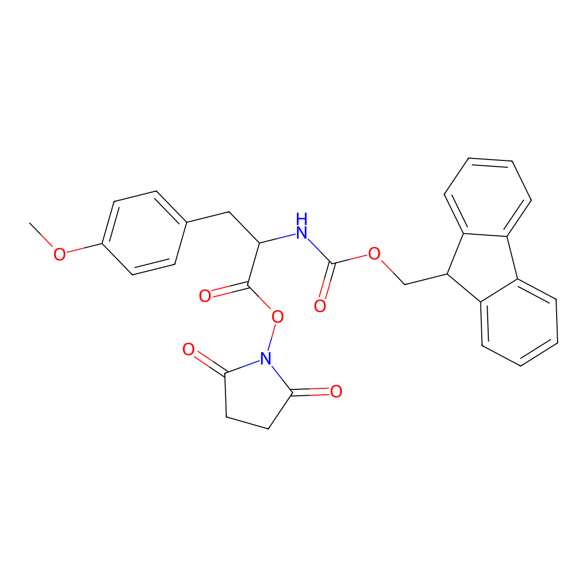 2,5-Dioxopyrrolidin-1-yl (S)-2-((((9H-fluoren-9-yl)methoxy)carbonyl)amino)-3-(4-methoxyphenyl)propanoate molecular structure, CAS 2137482-68-7