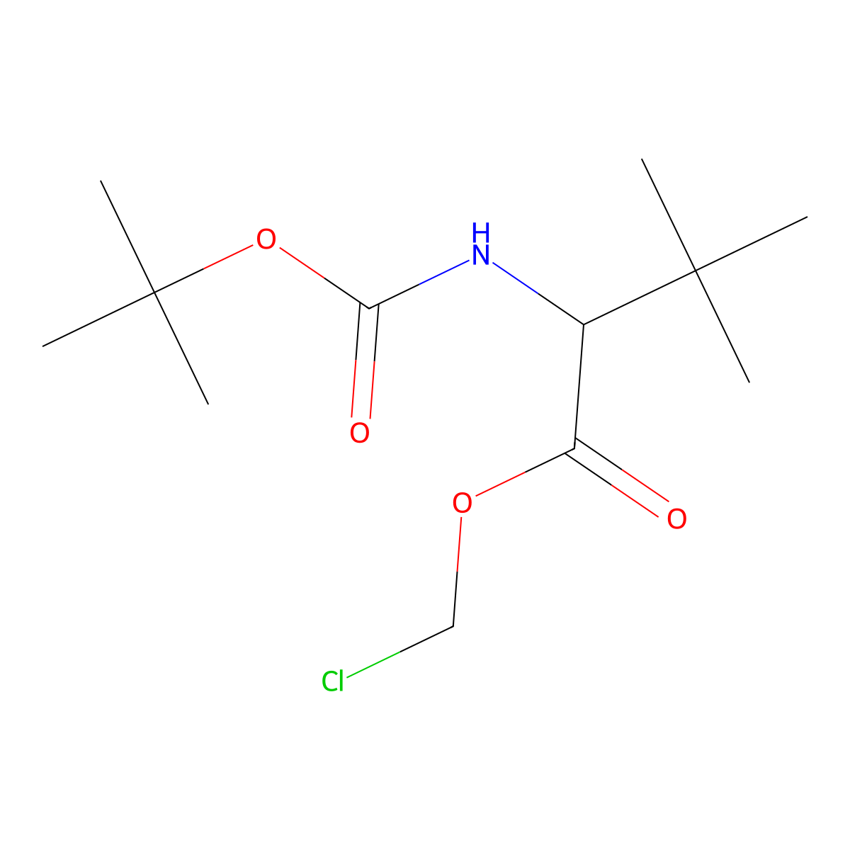 Chloromethyl 2-{[(tert-butoxy)carbonyl]amino}-3,3-dimethylbutanoate molecular structure, CAS 2137483-61-3