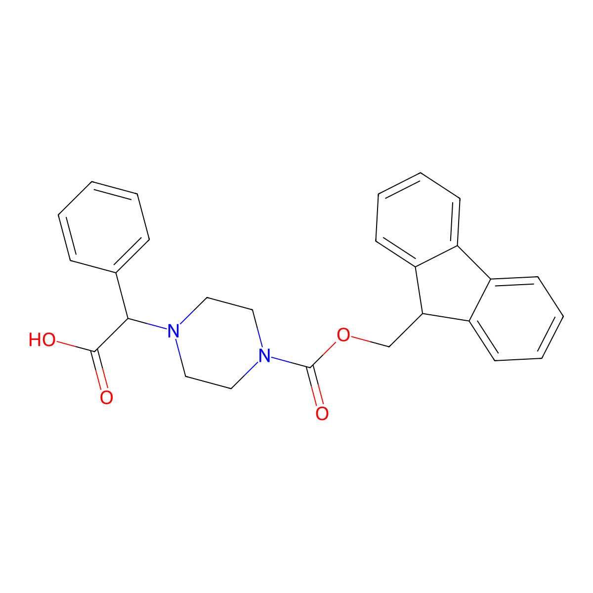 2-(4-{[(9H-fluoren-9-yl)methoxy]carbonyl}piperazin-1-yl)-2-phenylacetic acid molecular structure, CAS 2137485-09-5