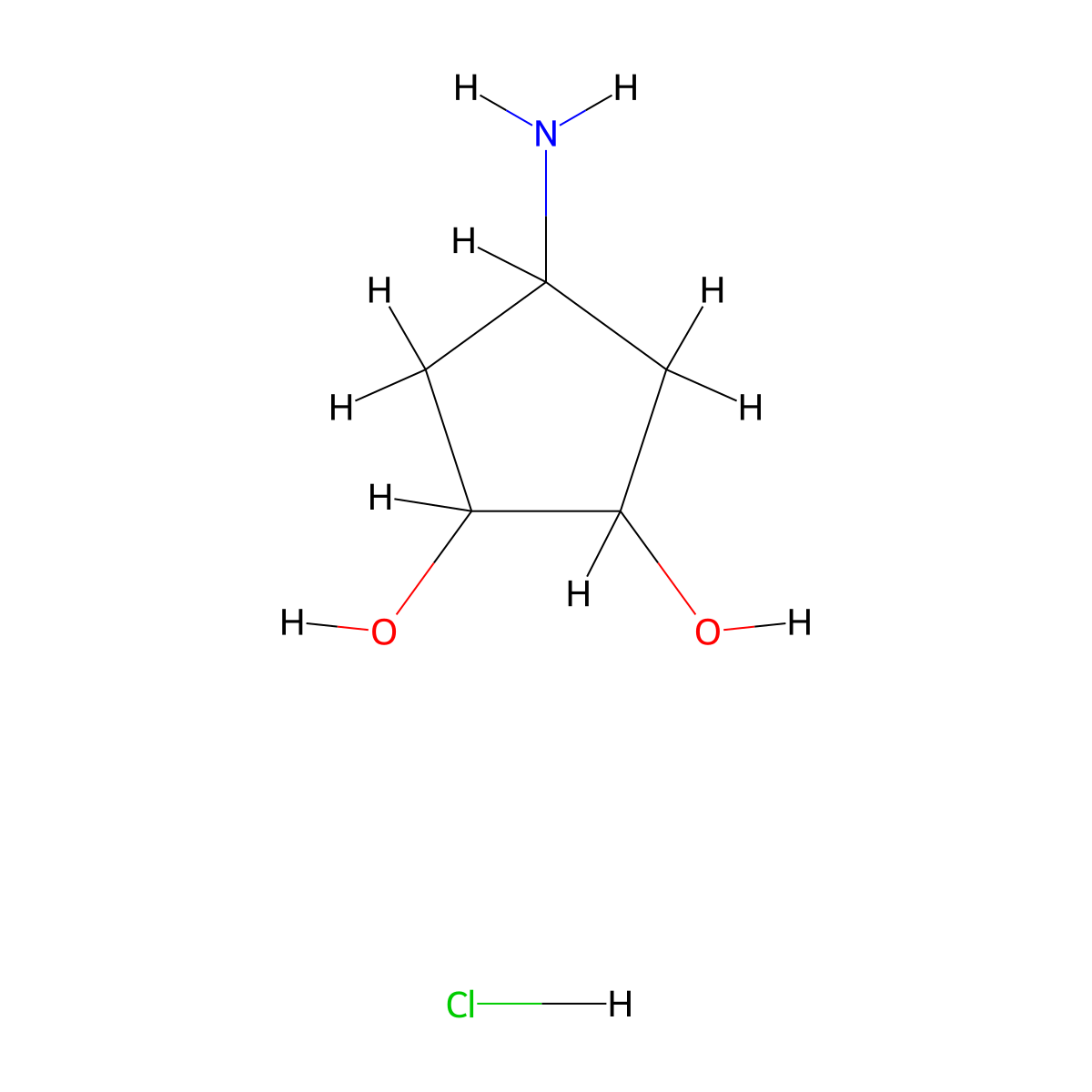 4-Aminocyclopentane-1,2-diol hydrochloride molecular structure, CAS 2137485-23-3