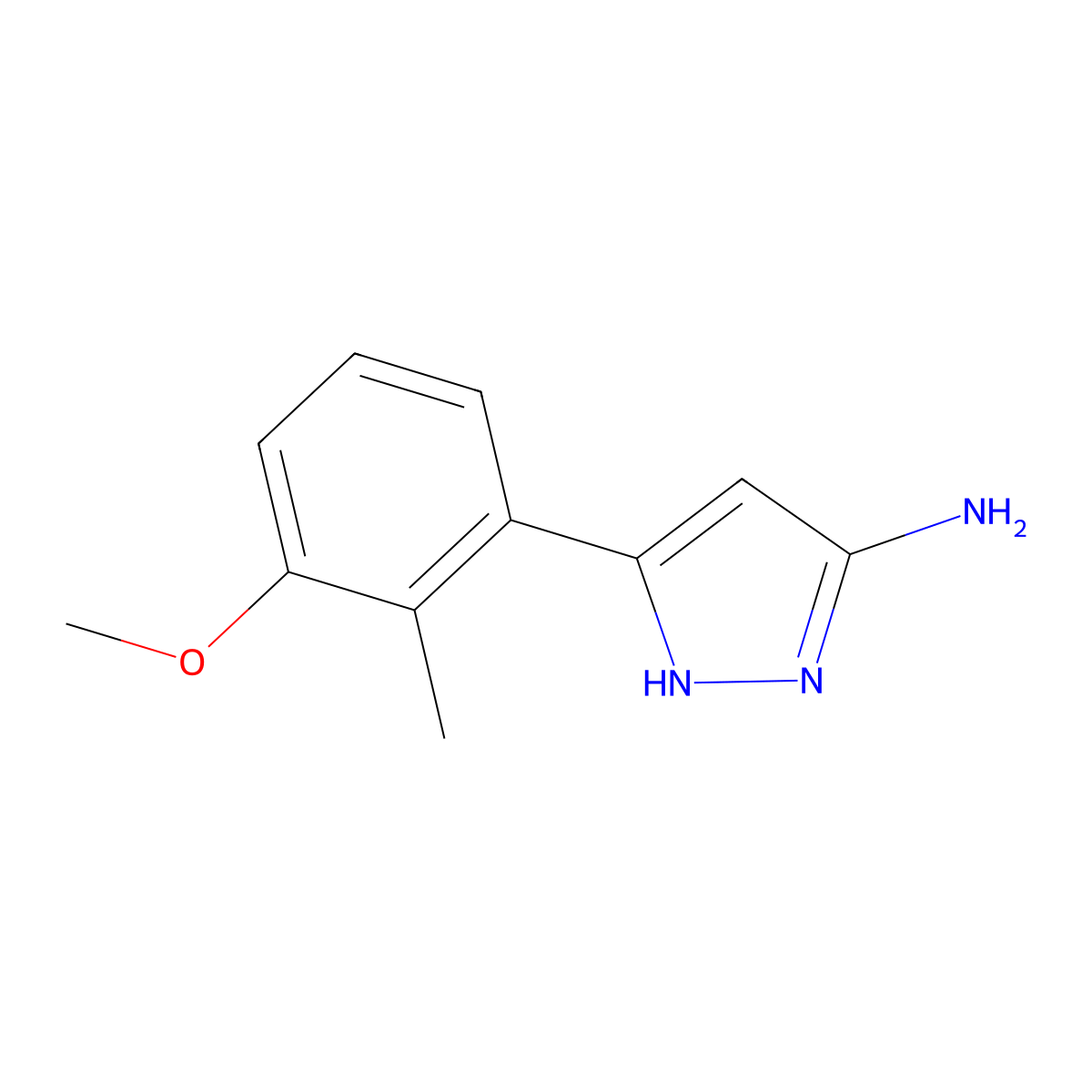 5-(3-methoxy-2-methylphenyl)-1H-pyrazol-3-amine molecular structure, CAS 2137488-22-1