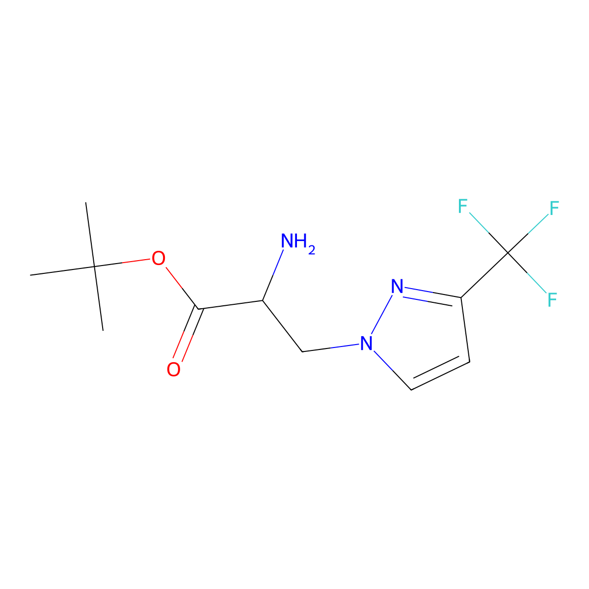 tert-butyl 2-amino-3-[3-(trifluoromethyl)-1H-pyrazol-1-yl]propanoate molecular structure, CAS 2137488-47-0