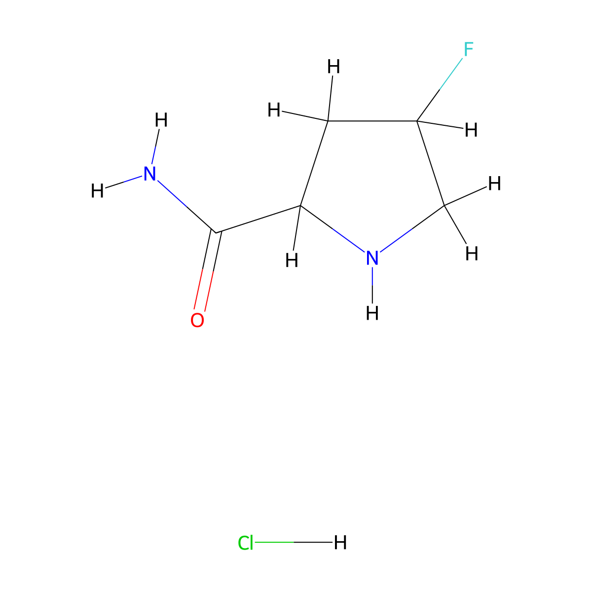 4-Fluoropyrrolidine-2-carboxamide hydrochloride molecular structure, CAS 2137488-72-1