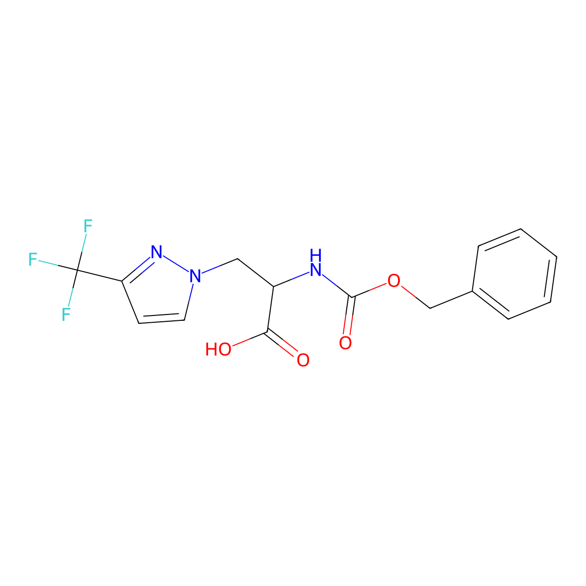 2-{[(benzyloxy)carbonyl]amino}-3-[3-(trifluoromethyl)-1H-pyrazol-1-yl]propanoic acid molecular structure, CAS 2137488-90-3