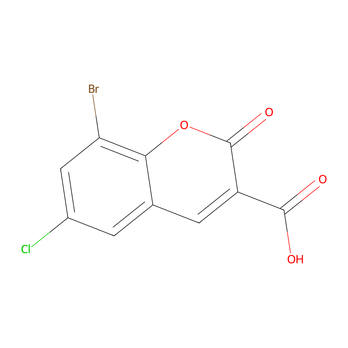 8-bromo-6-chloro-2-oxo-2H-chromene-3-carboxylic acid molecular structure, CAS 213749-64-5