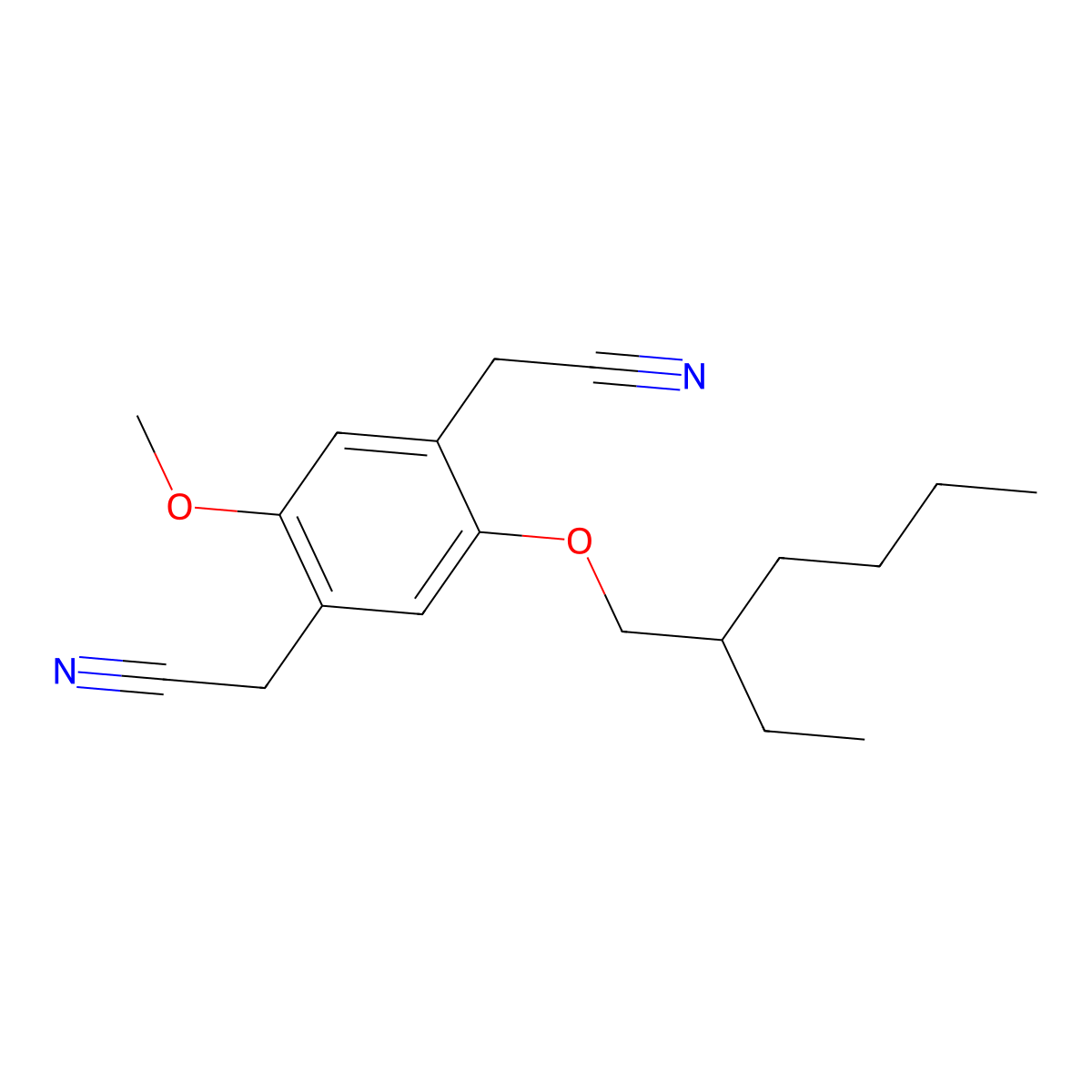 2-(2-Ethylhexyloxy)-5-methoxy-1,4-benzenediacetonitrile molecular structure, CAS 213749-91-8