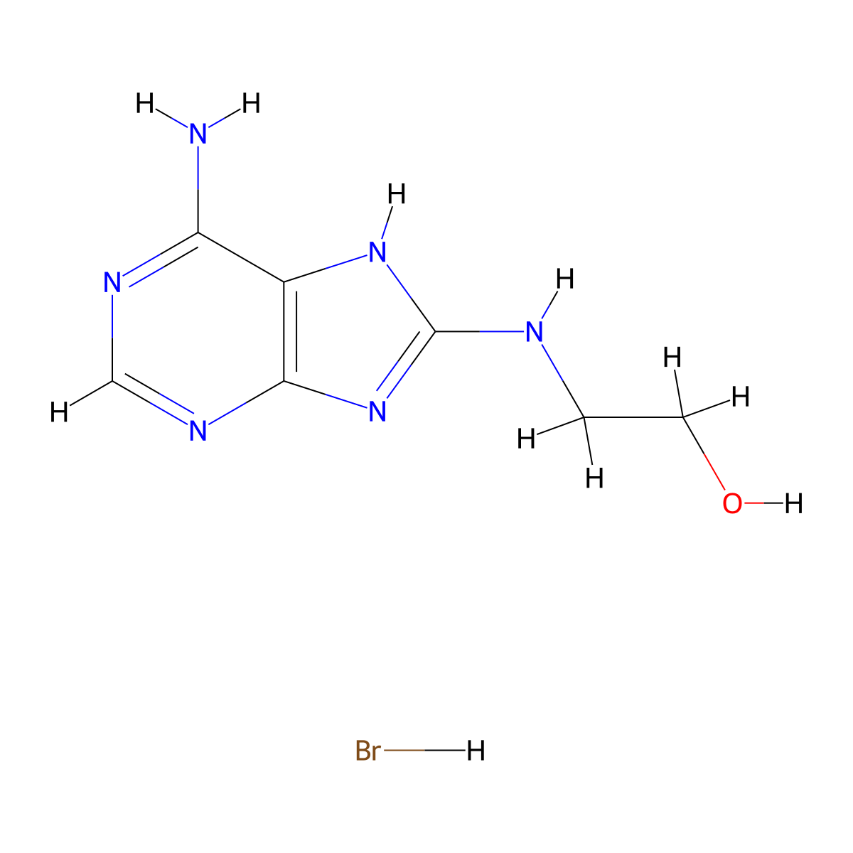 2-[(6-amino-9H-purin-8-yl)amino]ethanol hydrobromide molecular structure, CAS 213749-98-5