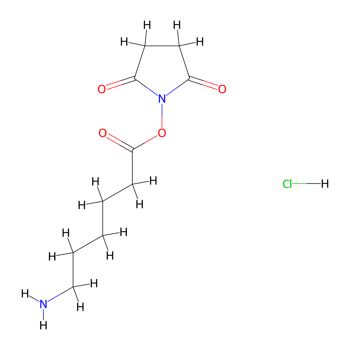 2,5-Dioxopyrrolidin-1-yl 6-aminohexanoate hydrochloride molecular structure, CAS 2137490-13-0